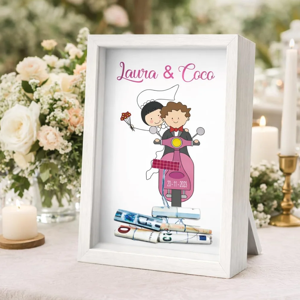 Cuadro Personalizado Regalar Dinero Boda Hucha Original Billetes Marco 3D