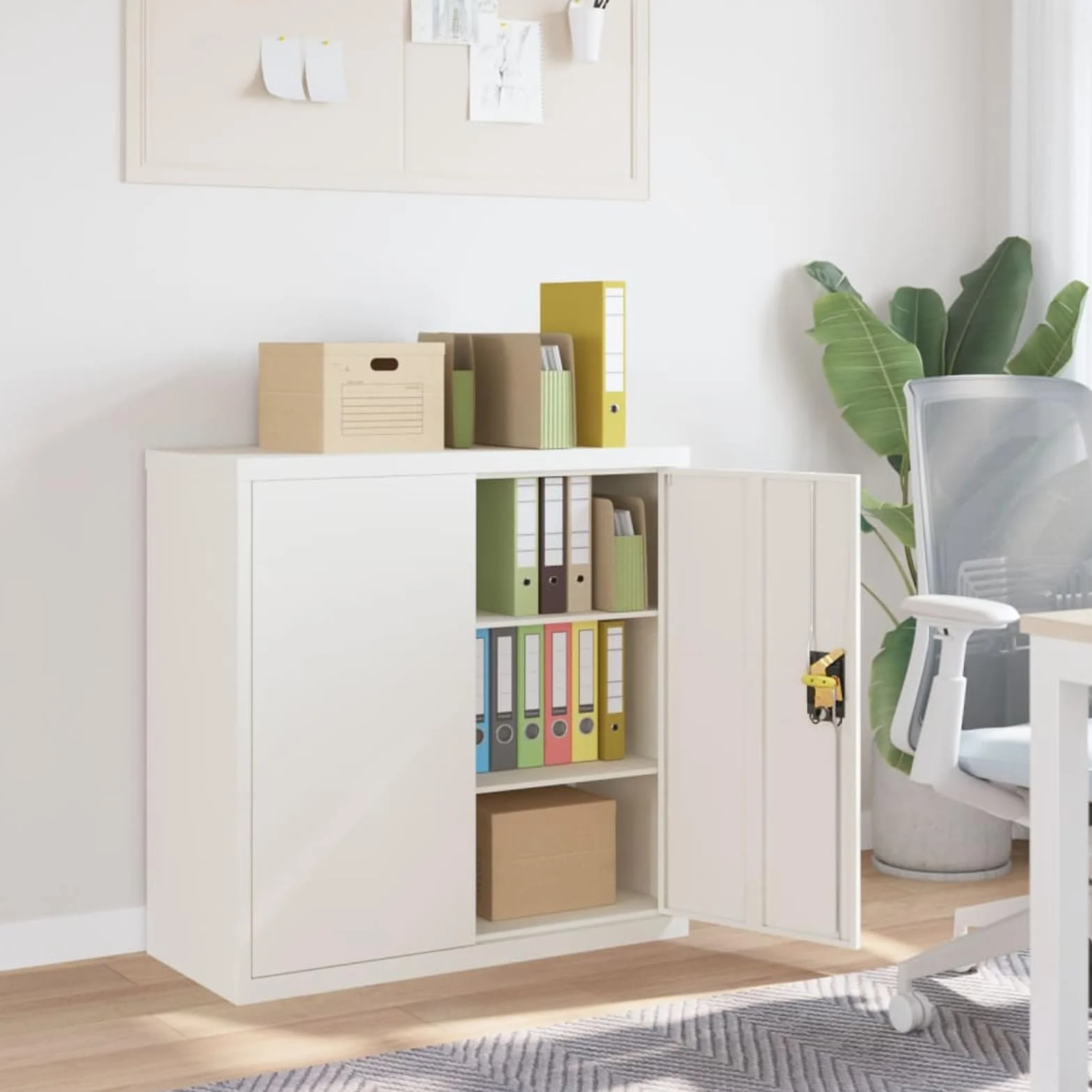 Armario archivador de Acero Muebles Oficina Armario archivador Oficina Mueble archivador Blanco 90x40x90 cm