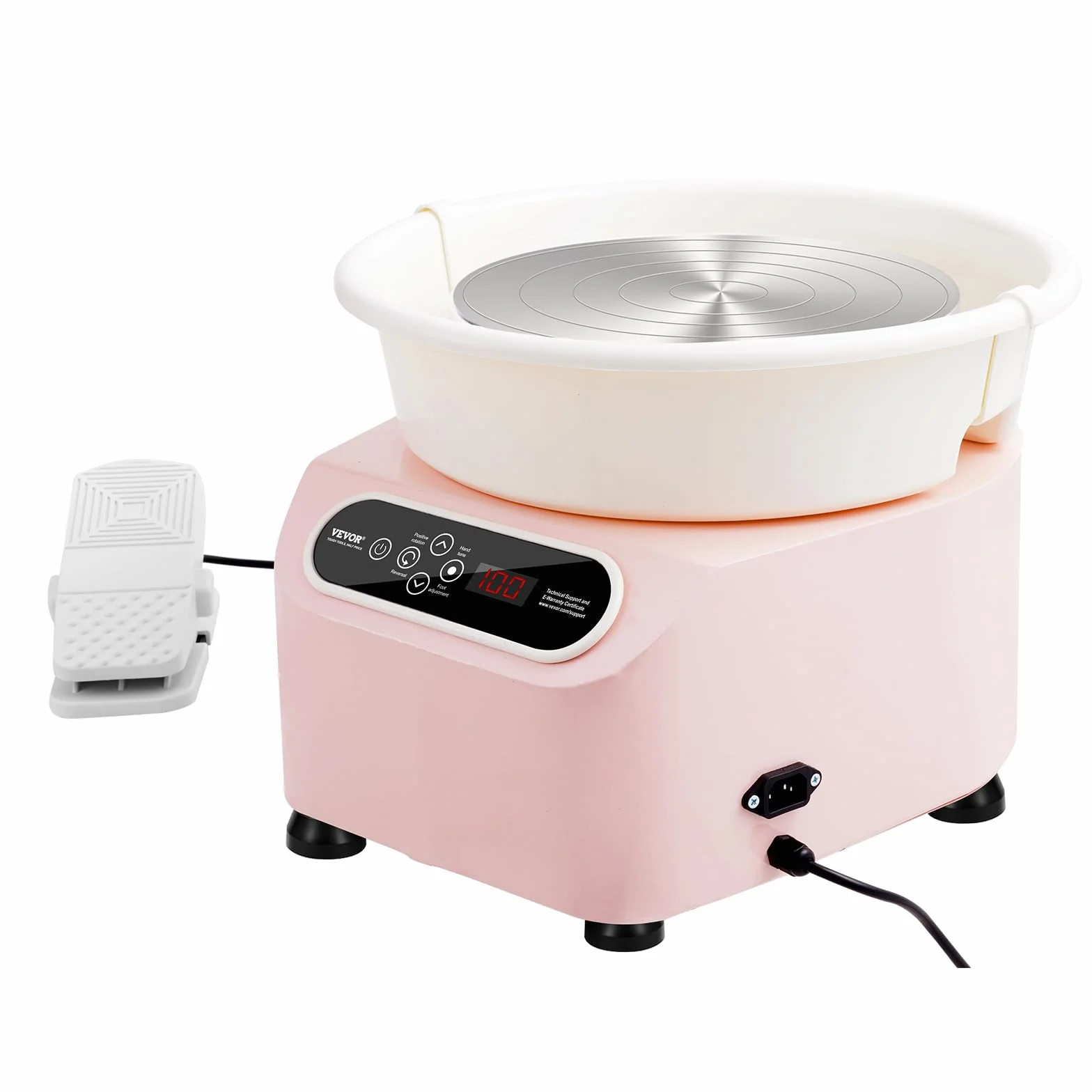 VEVOR Rueda de alfarería de 28 cm, máquina de cerámica eléctrica de 350 W, con pedal y pantalla táctil LCD, disco de cerámica de accionamiento directo con herramientas de moldeo para manualidades,