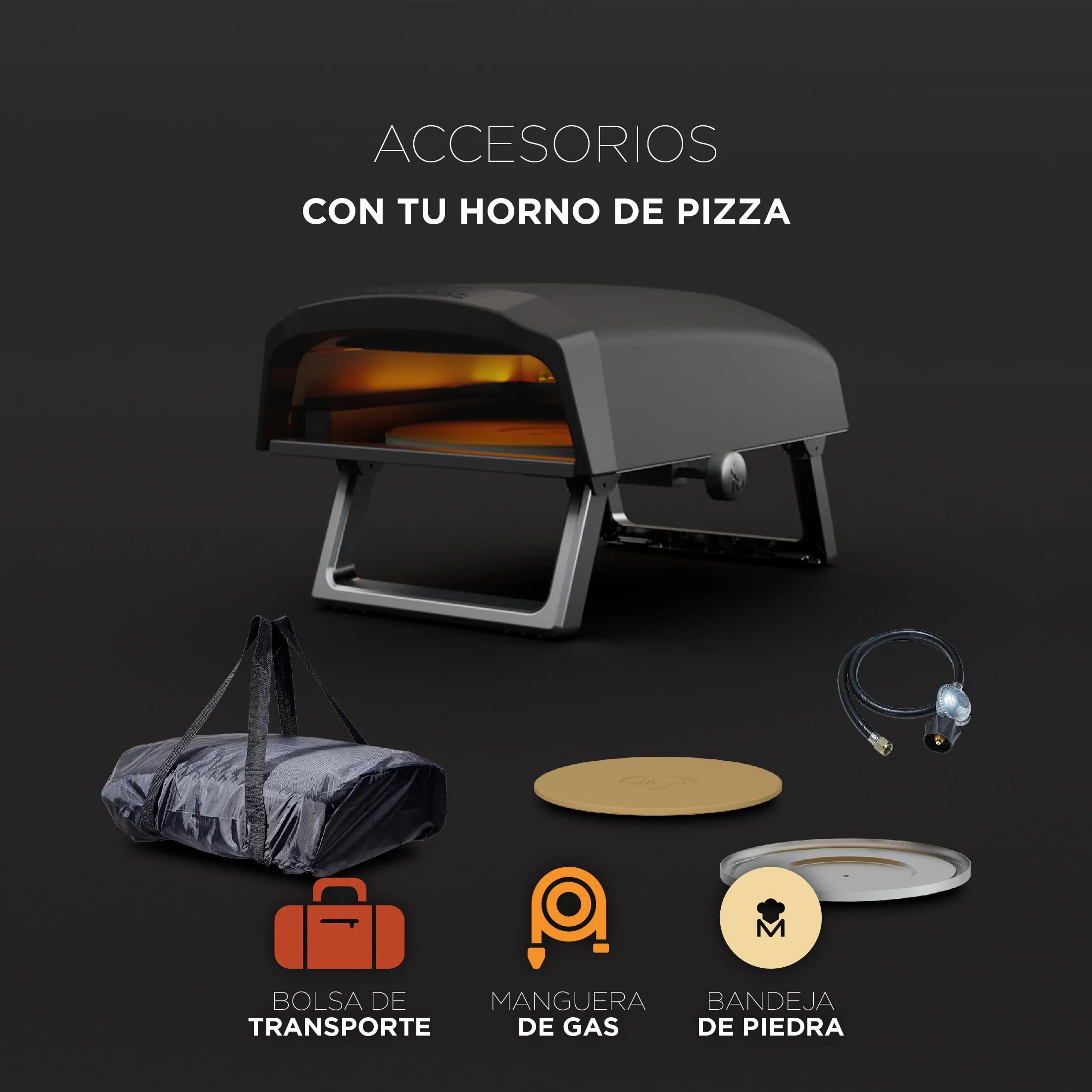 MasterPRO Napoli Horno Giratorio Portátil de Gas para Pizzas 500°C Cocción Rápida