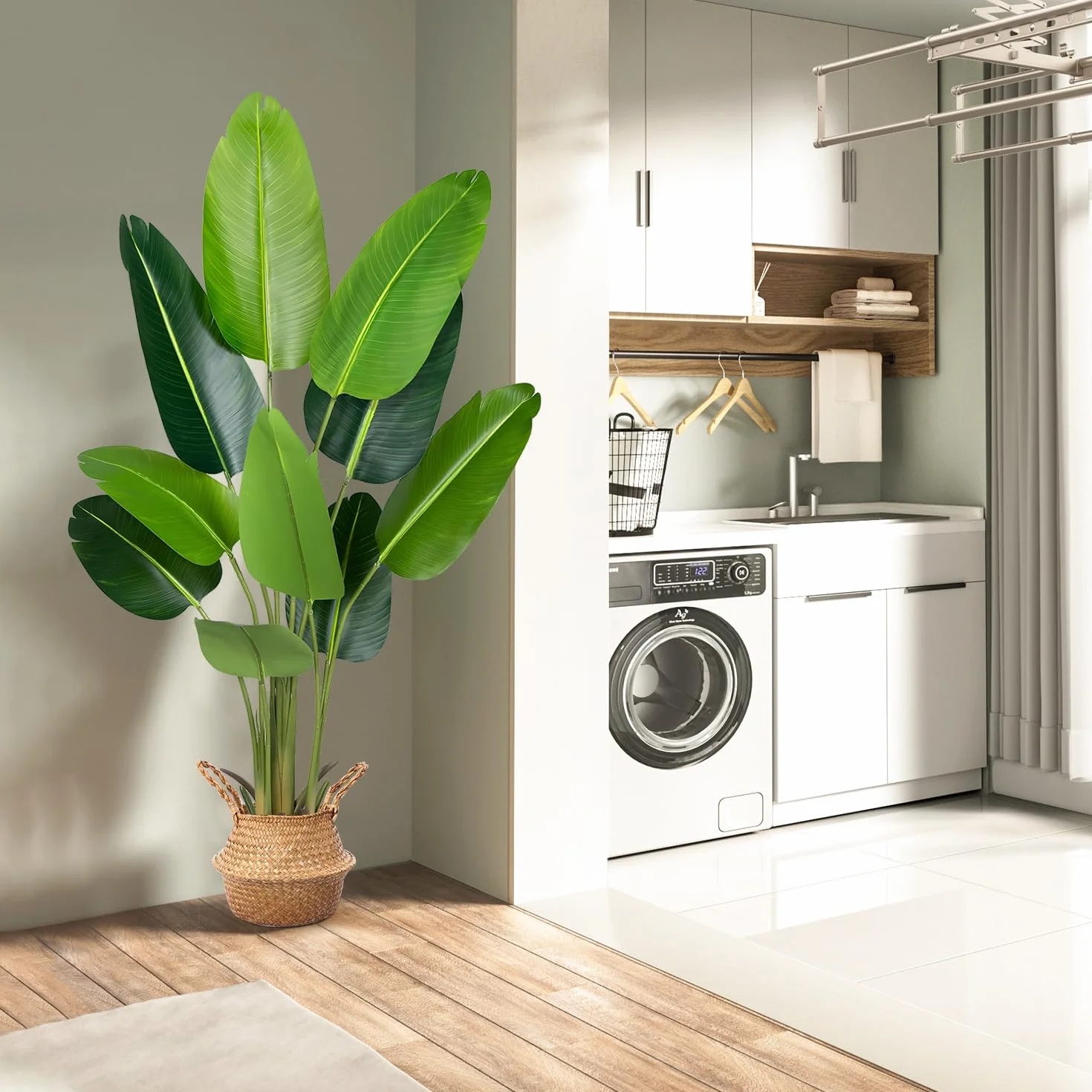 Planta Artificial Ave del Paraíso 160 cm, Palmera Tropical Artificial con 10 Hojas, Plantas Artificiales en Maceta para Decoración Interior Exterior, Sala de Estar, Oficina, Jardín, Regalo