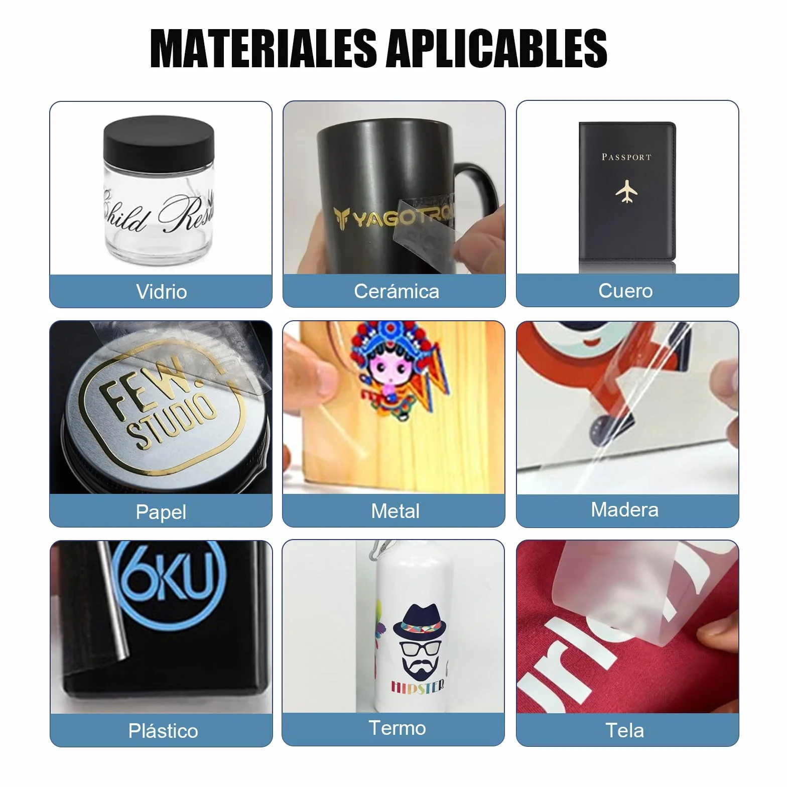 Adhesivo de Transferencia Personalizado UV DTF, Rollo de Películas AB para Impresora de Inyección de Tinta UV de 30cm x 100m, Impresión Directa sobre Metal Cremoso (Base Transparente)