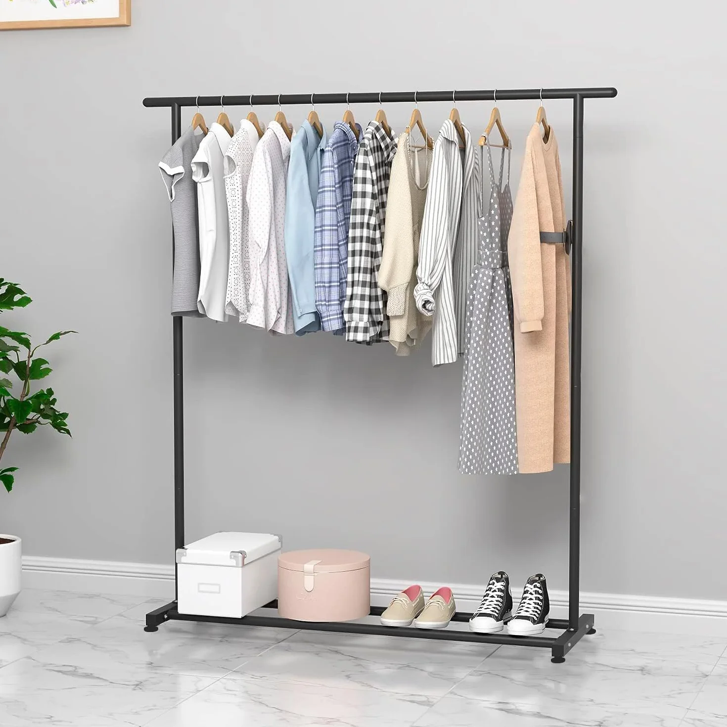Vestidor Portátil Perchero Colgador Negro 41x141x101 cm