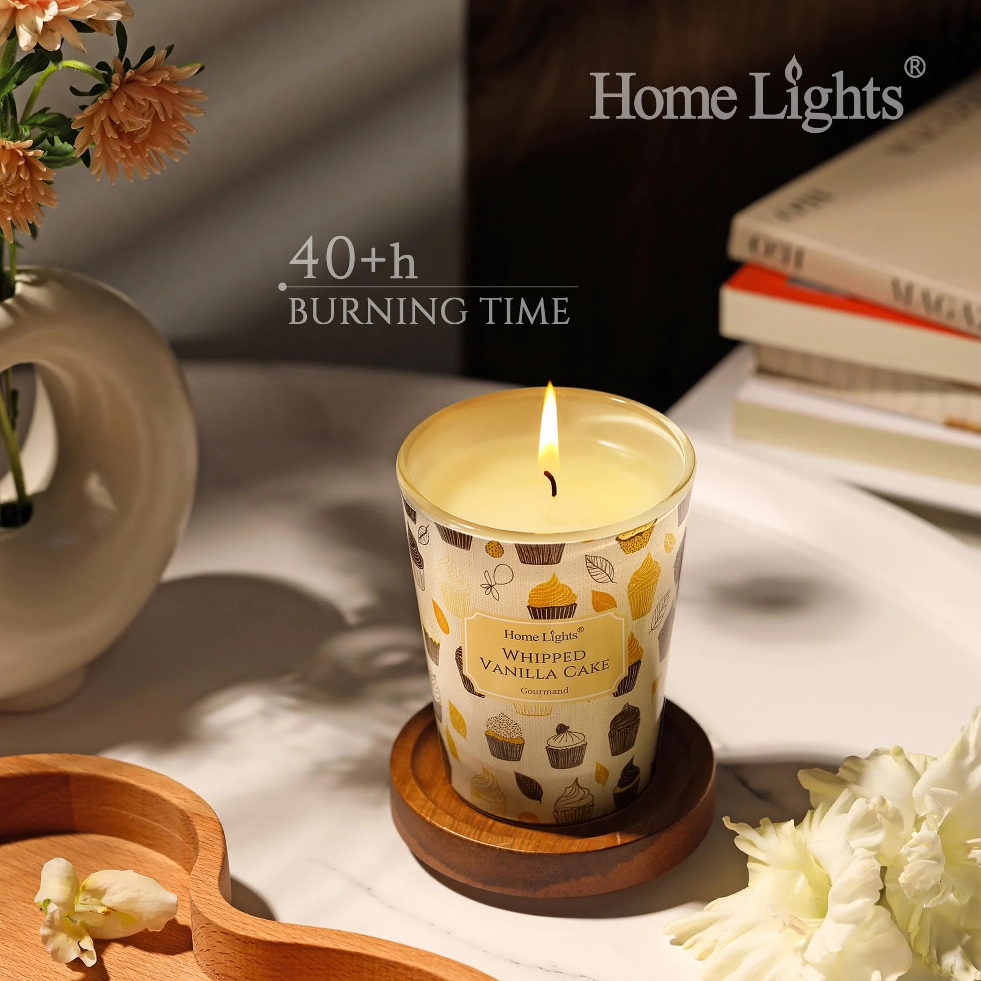 HomeLights Velas perfumadas para mujer y hombre, frascos de 6.7oz, aromaterapia, vela de una sola mecha, ideal para decoración y regalos de estilo rústico moderno, pastel de vainilla batida