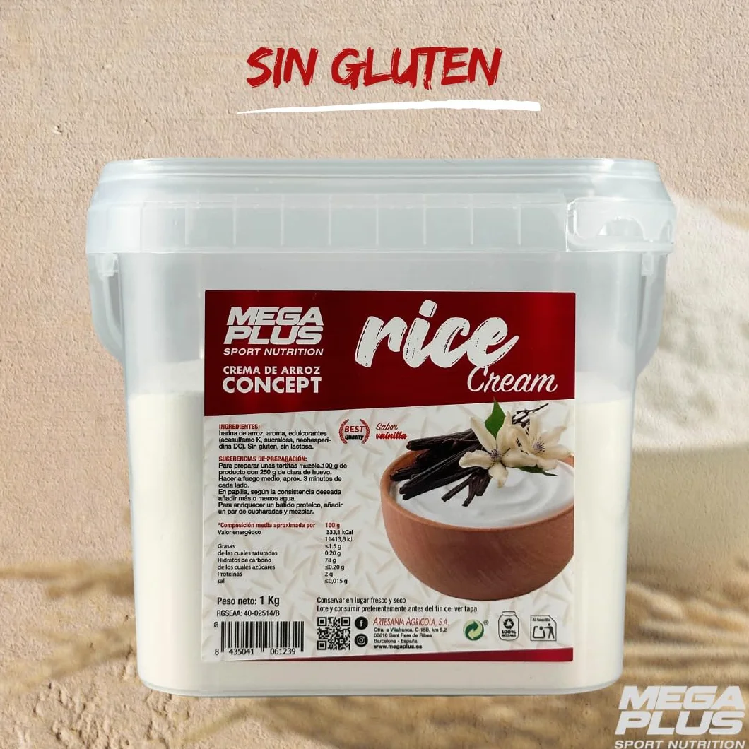 Crema de Arroz Mega Plus Concept 1 kg Sin Azúcares Añadidos Sin Gluten Sin Lactosa Alto en Carbohidratos Choco Nutella