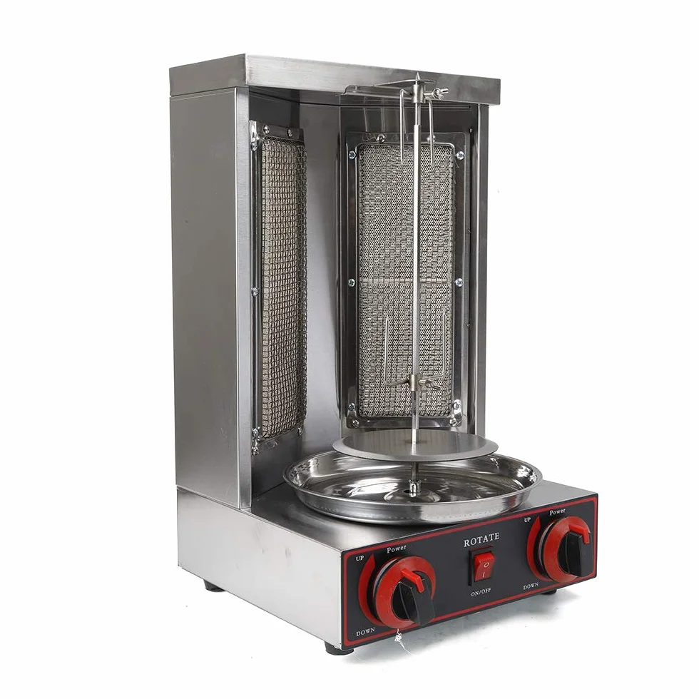 Gas Vertical Shawarma Broiler Machine 3 kW Gyro Grill with 6 Skewers