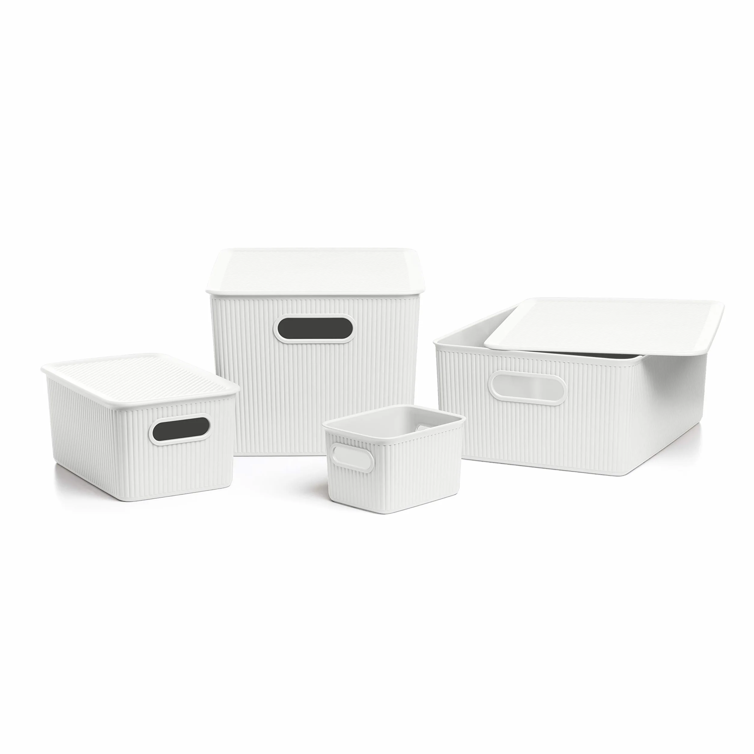 Tatay Cesta Almacenaje Plastico 22 L Baobab Caja Organizadora Asas Integradas Plástico Reciclado Libre de BPA 29,4x38,5x23 cm Blanco