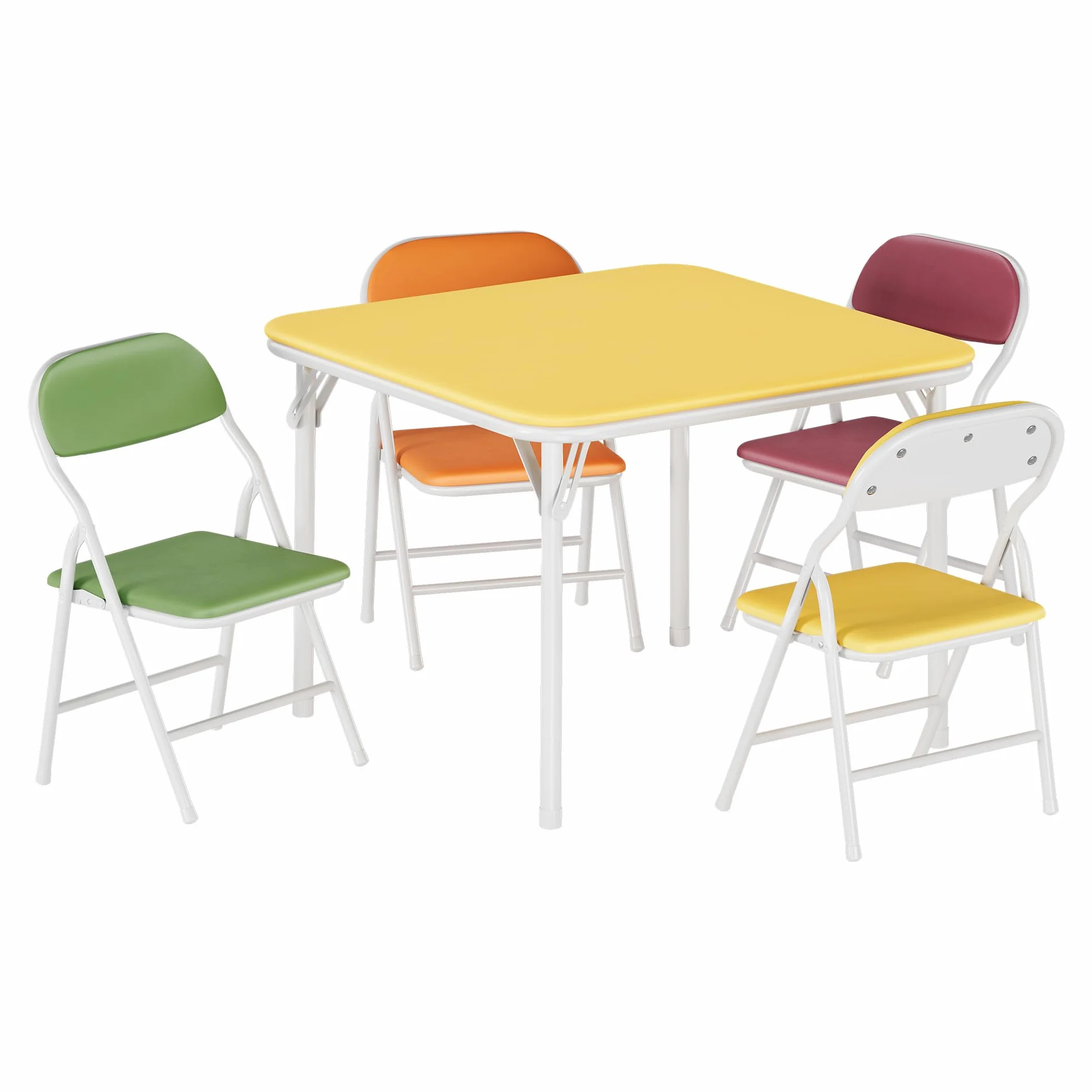 Mesa infantil plegable con 4 sillas, conjunto de mesa y silla infantil para jardín de niños, mesa de actividades para comedor, guardería, aula, colorido