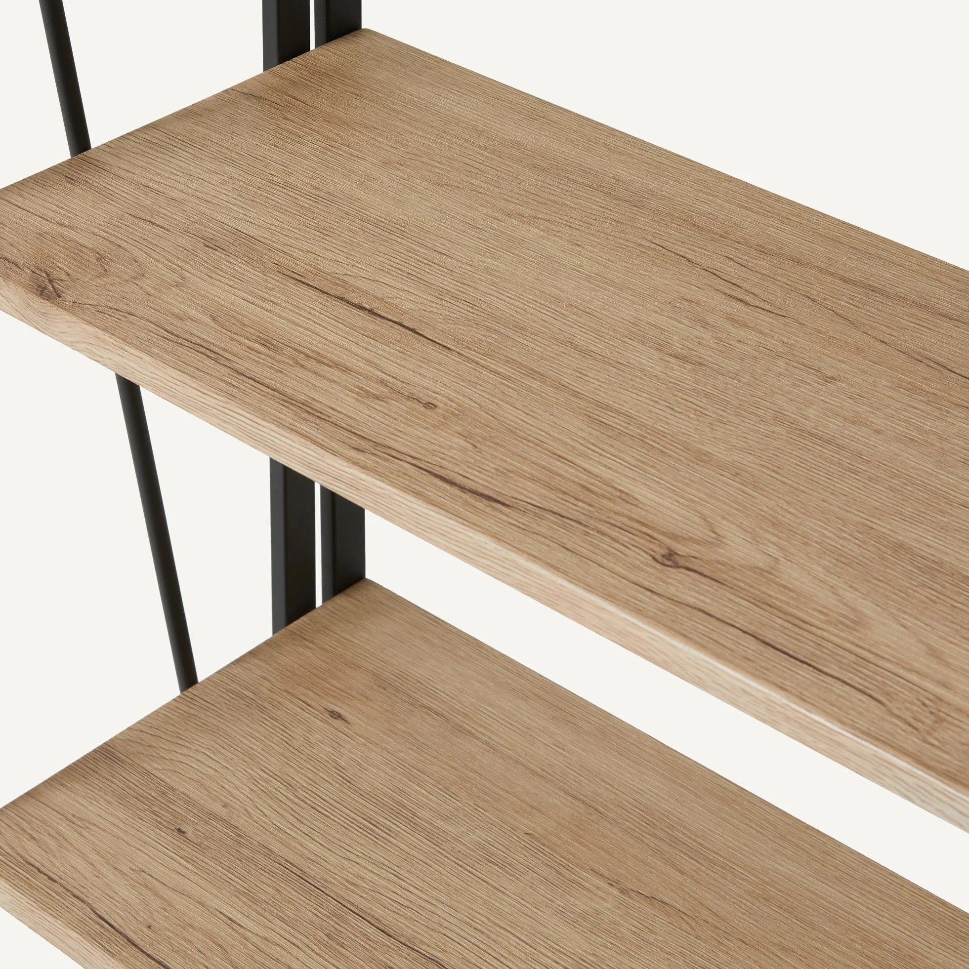 Amazon Basics Librería Plegable, Estructura de Metal, 4 Estantes de Madera, Sala de Estar, Dormitorio, Oficina en Casa, Fácil Montaje, Roble, 29,5cm x 60cm x 125cm