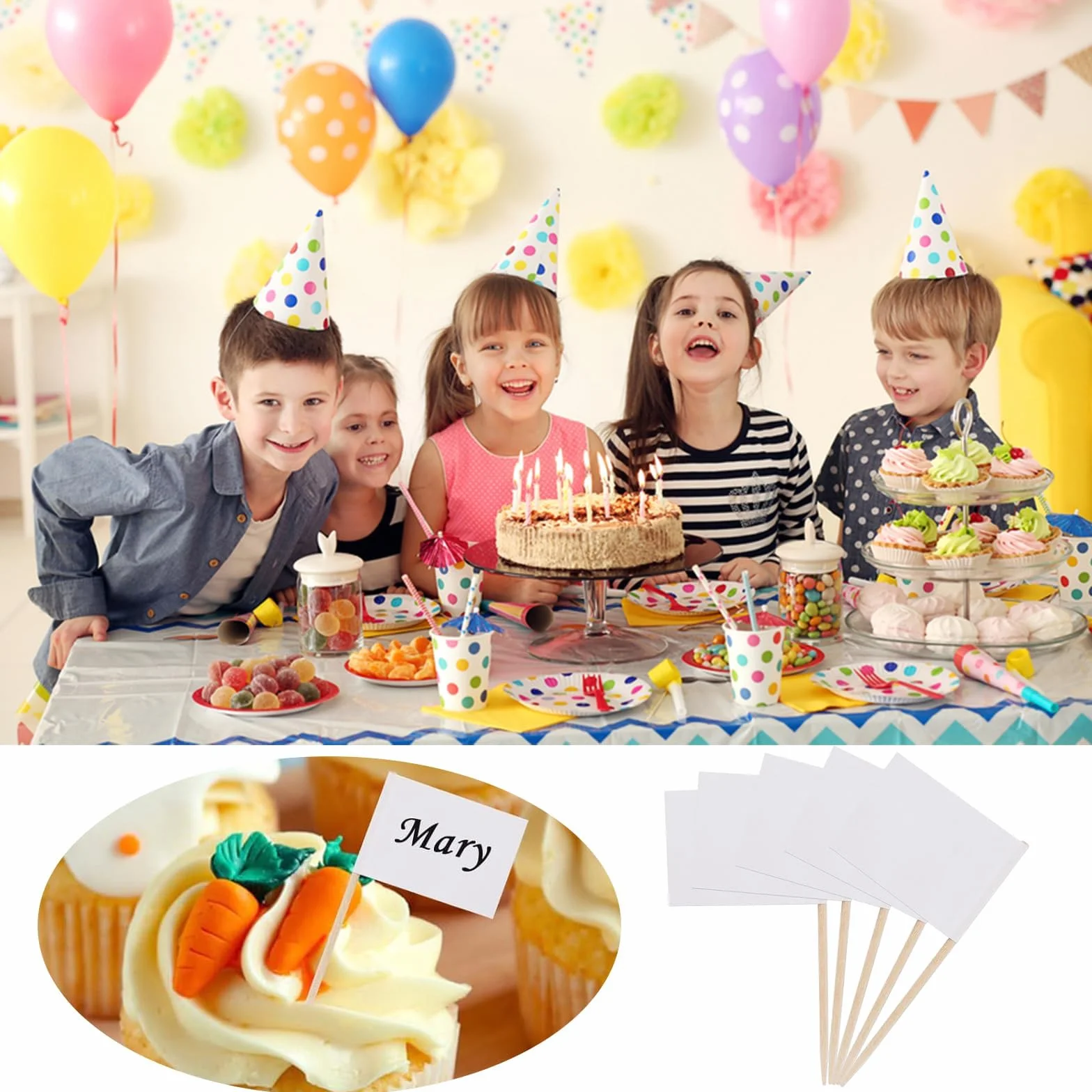 100 banderas kraft mini etiquetas bandera palillos dientes queso fiesta bodas blanco