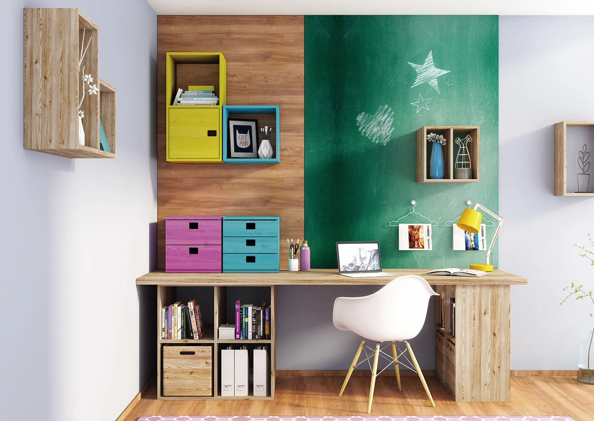 Astigarraga Kit Line Estantería Modular Dinamic 1 Cubo con Balda, Madera de Pino 36,2x36,2x33 cm