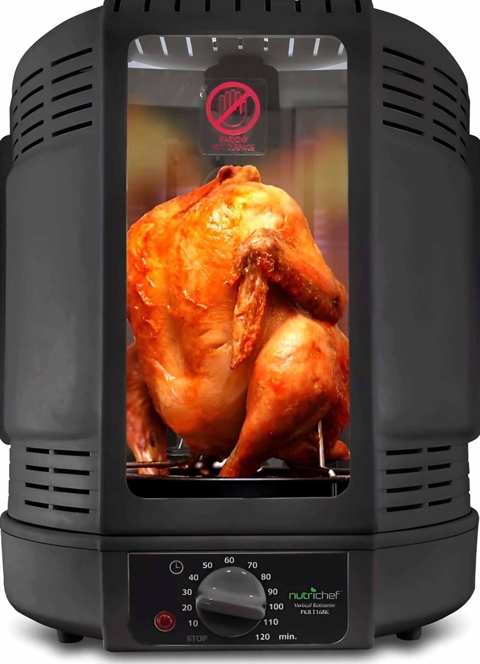 NutriChef Horno Giratorio Vertical de Sobremesa 700W Parrilla Eléctrica Rotativa para Pollo Kebab Shawarma