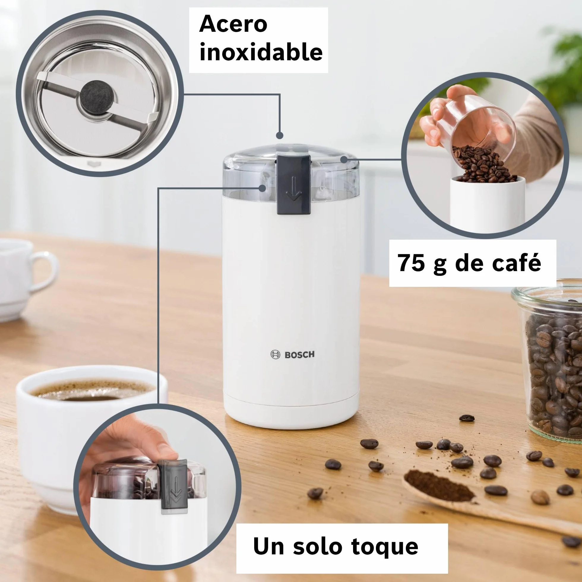 Bosch Molinillo de café 180 W acero inoxidable TSM6A011W