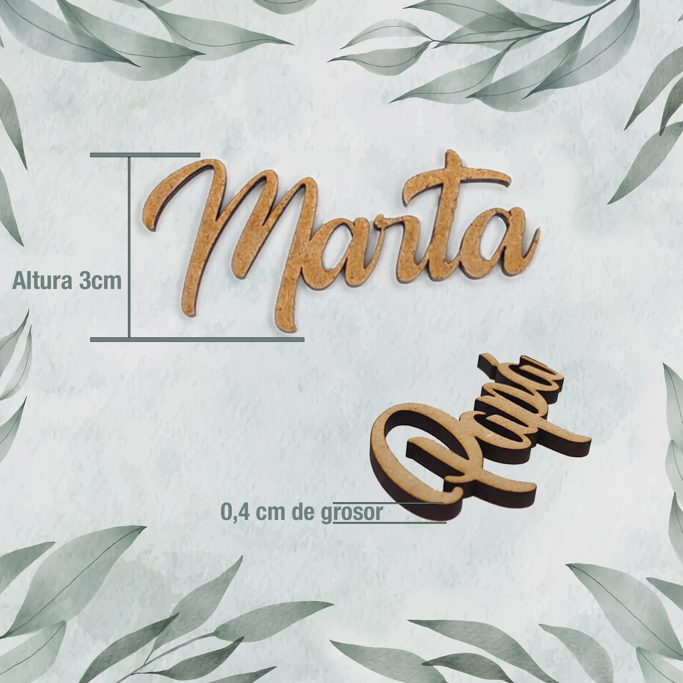 Marcasitios de Madera Personalizados Pack de 10, Cortados a Láser para Bodas