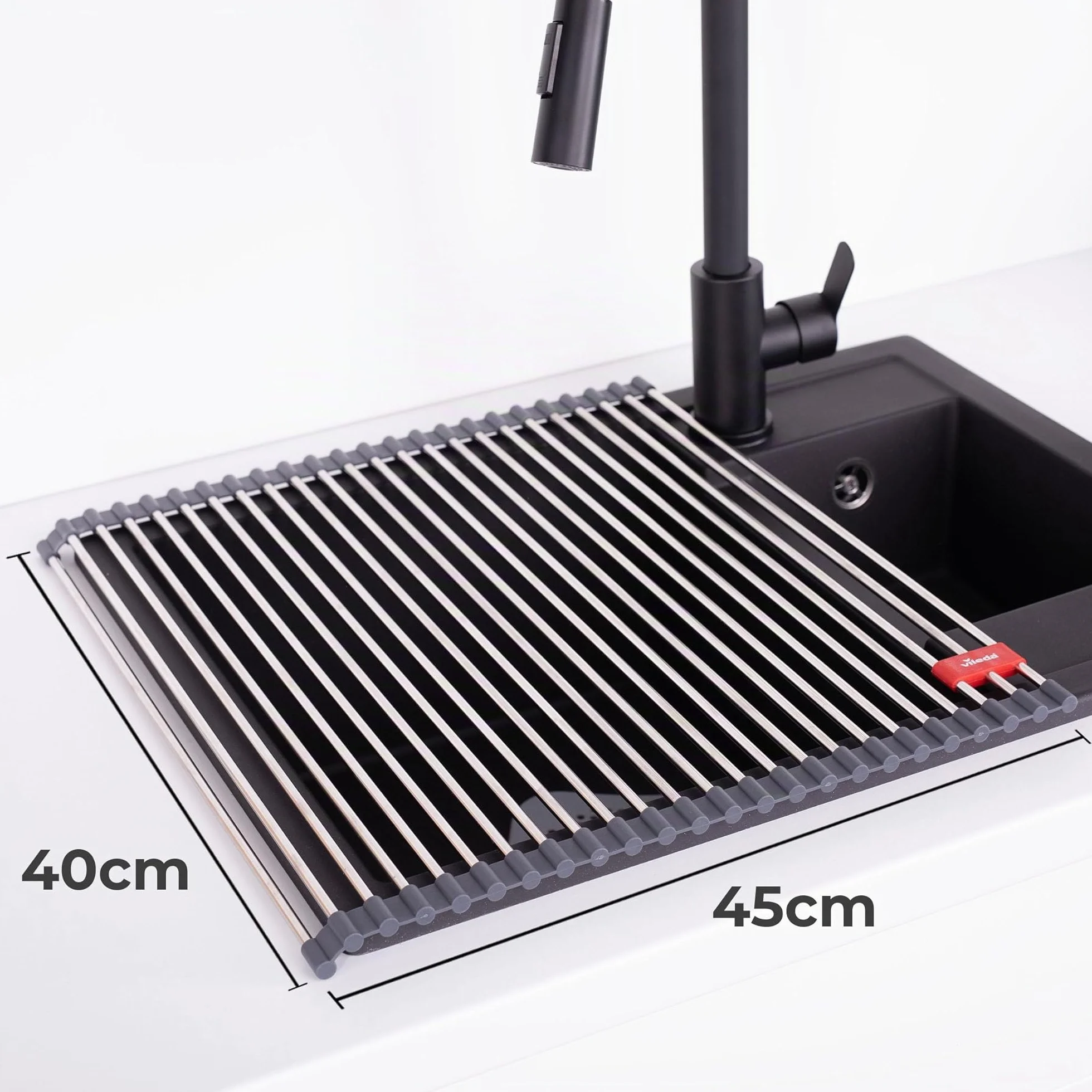 Vileda Escurreplatos Plegable 45 x 40 cm Acero Inoxidable Enrollable