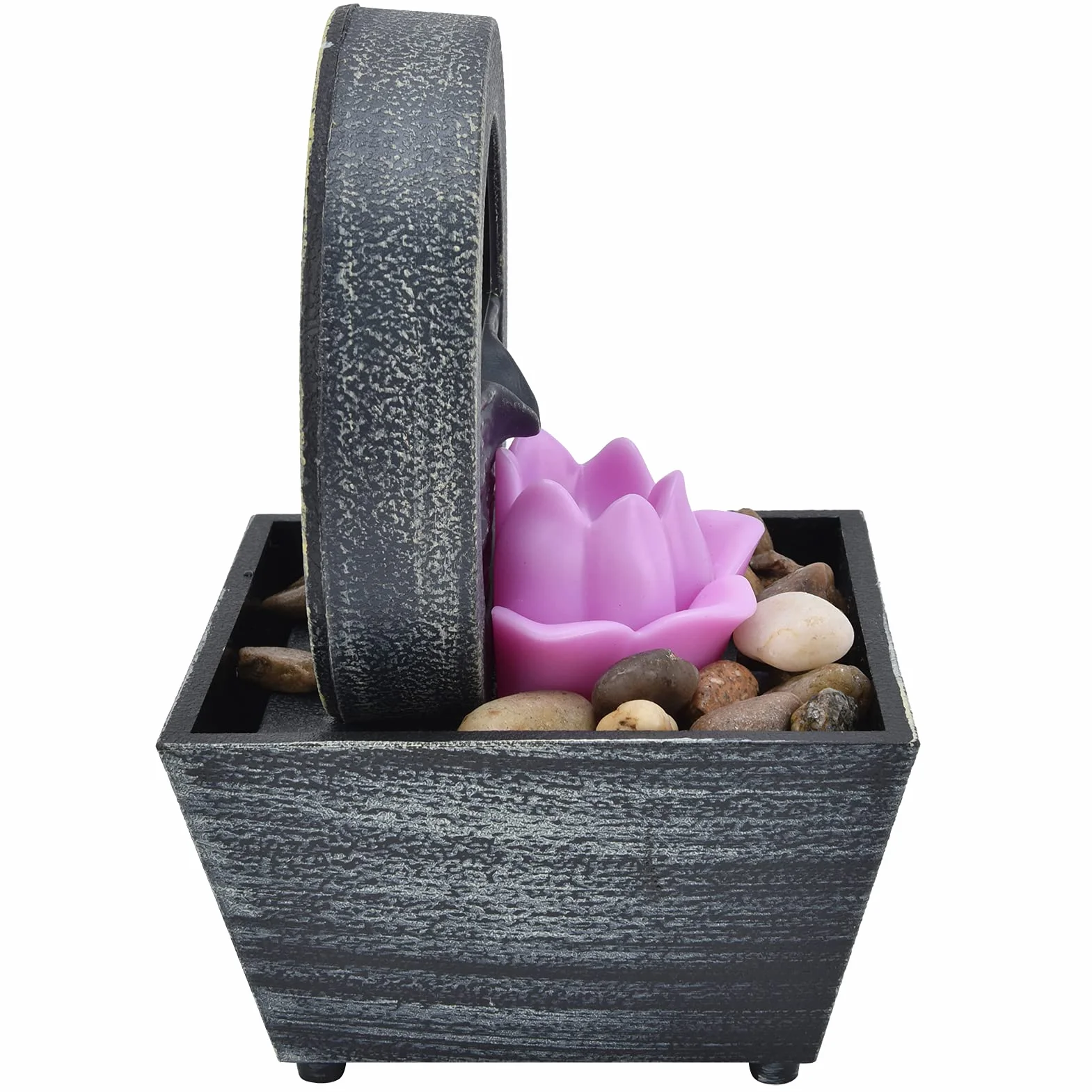 Fuente de Interior, Fuente de Agua LED con Flores de Plástico, Fuente de Mesa con Piedras para Decoración de Mesa en Casa, Oficina, Dormitorio, Sala de Estar