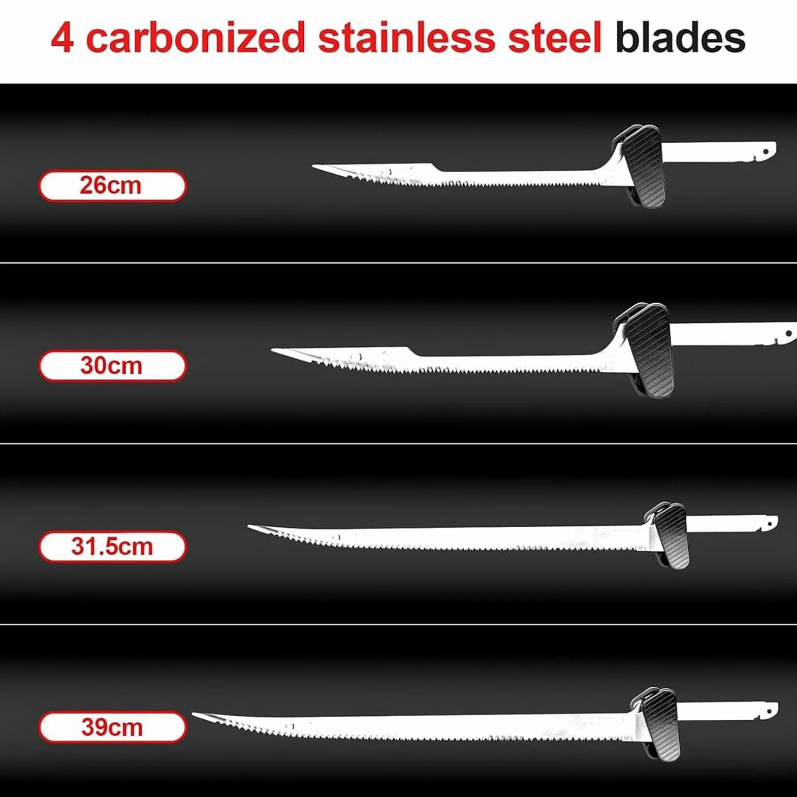 Cuchillo para Filete eléctrico inalámbrico, Cuchillo para Filete de Pescado Recargable con 4 Cuchillas antiadherentes recubiertas de nitruro de Titanio S.S. y 2 baterías, Velocidad Variable Continua
