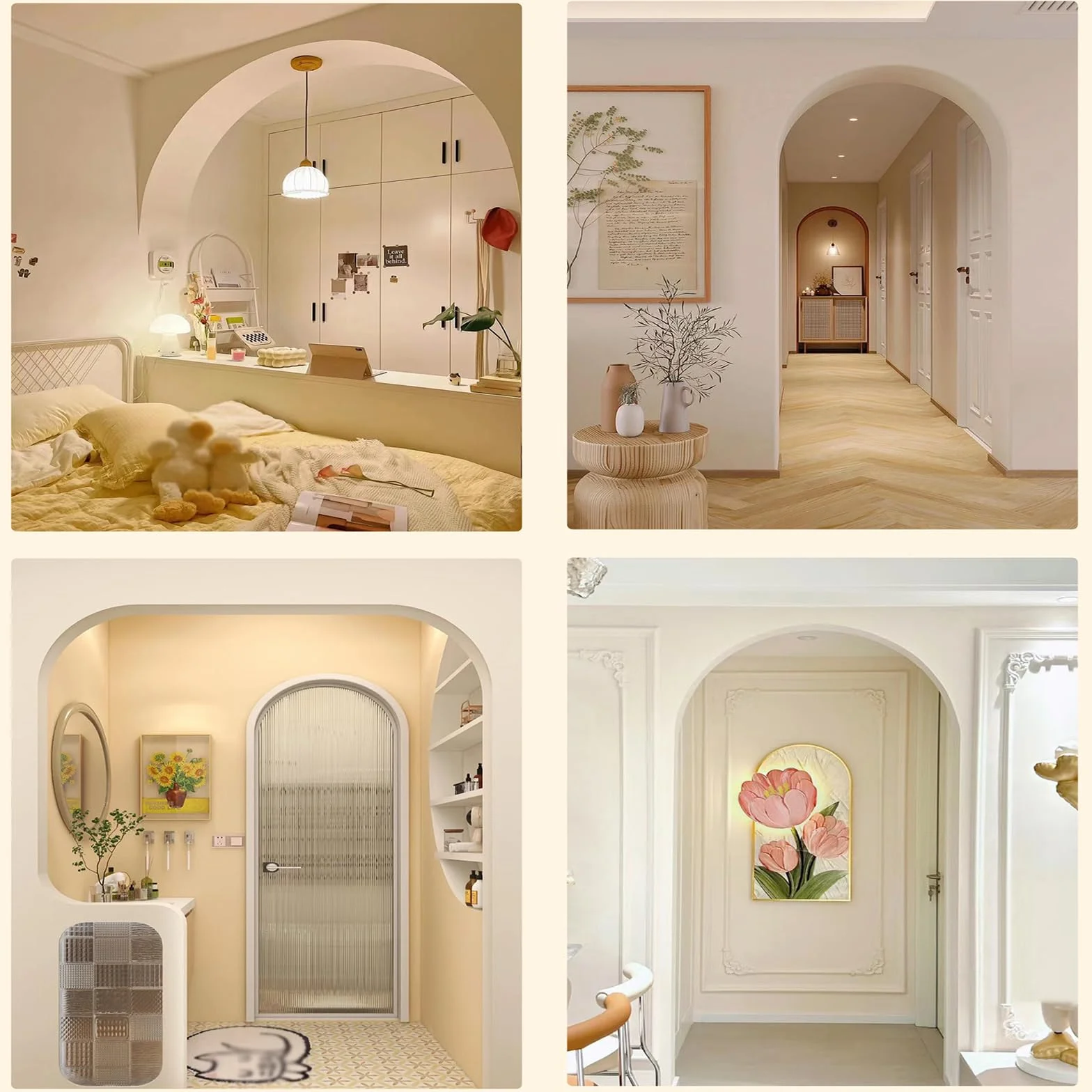 Kit de arco de medio círculo para pintar interiores, kit de arco redondeado para puerta, kit de arco redondo de medio círculo superior, diseño elegante y moderno para salas de estar y dormitorios