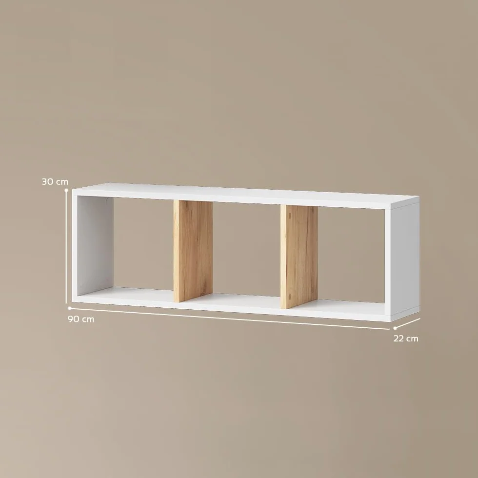 Livinity Estante de Pared Lorena, Roble Blanco/Dorado, 90 x 30 cm Lote de 2