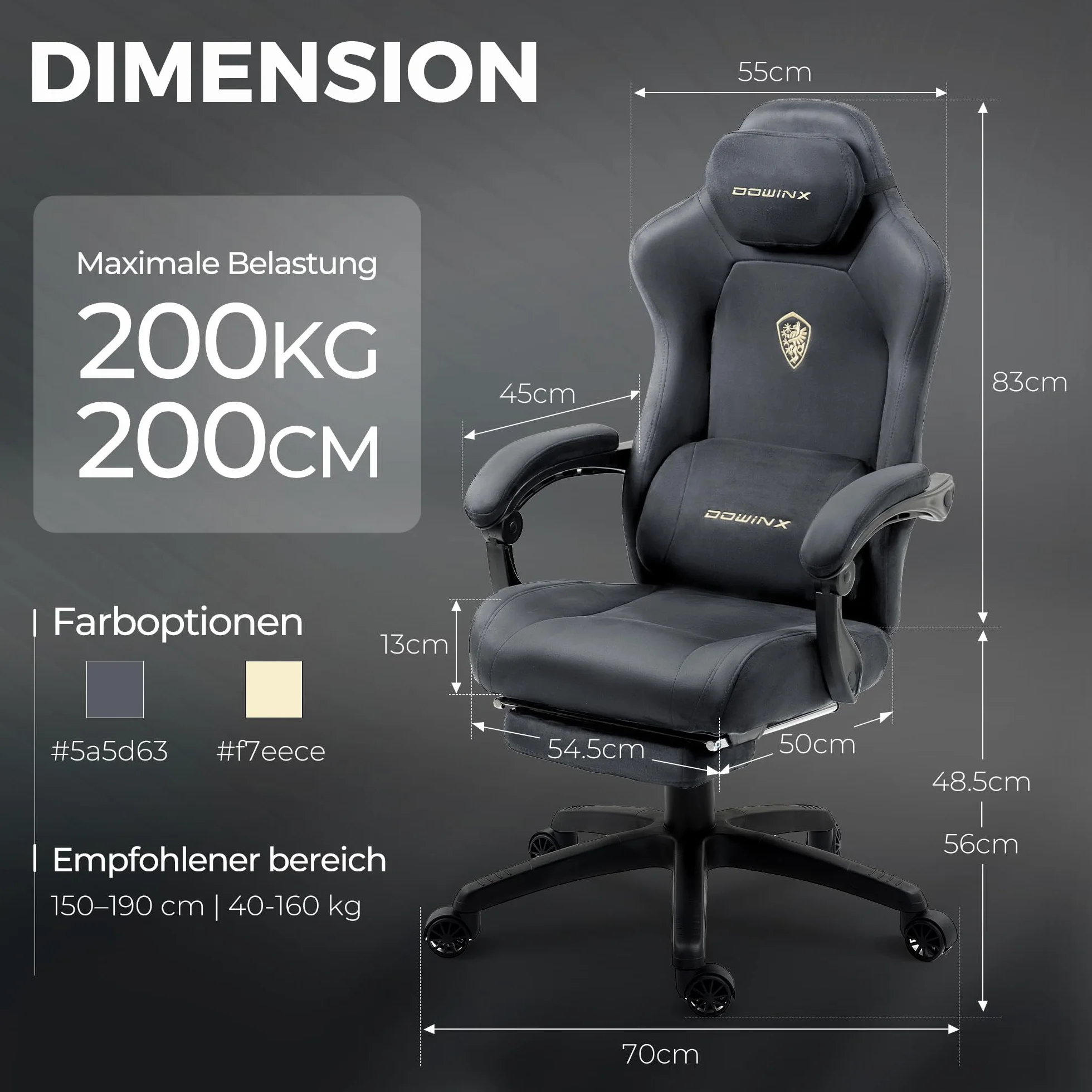 Dowinx Silla de gaming ergonómica con cojín lumbar de masaje, reposacabezas regulable en altura, acolchado de asiento grueso, reposapiés extensible, reposabrazos ajustables, terciopelo de microfibra