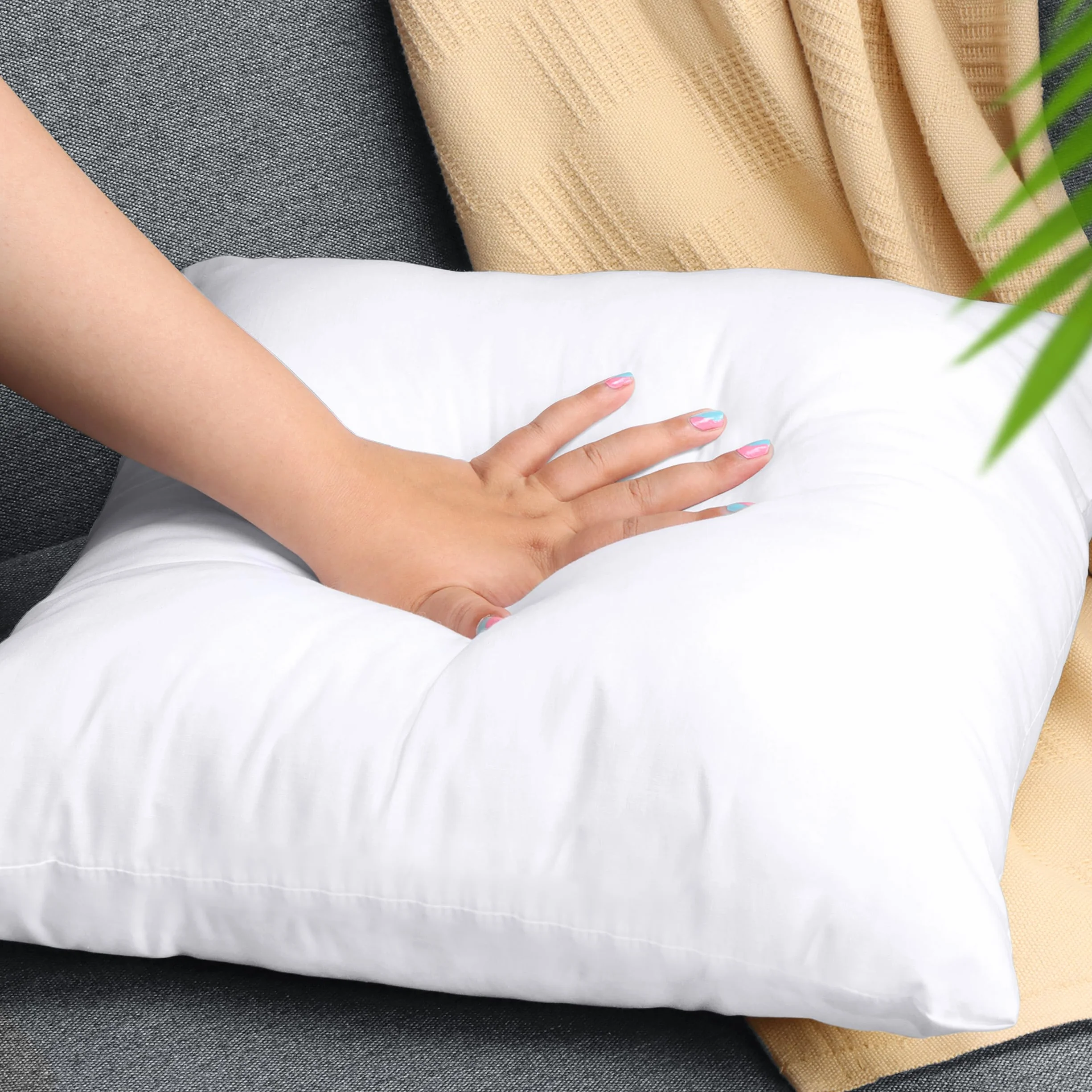 Utopia Bedding Relleno de Cojín 50 x 50 cm 2 Unidades Fibra Virgen Siliconada Almohadas de Sofá Blanco