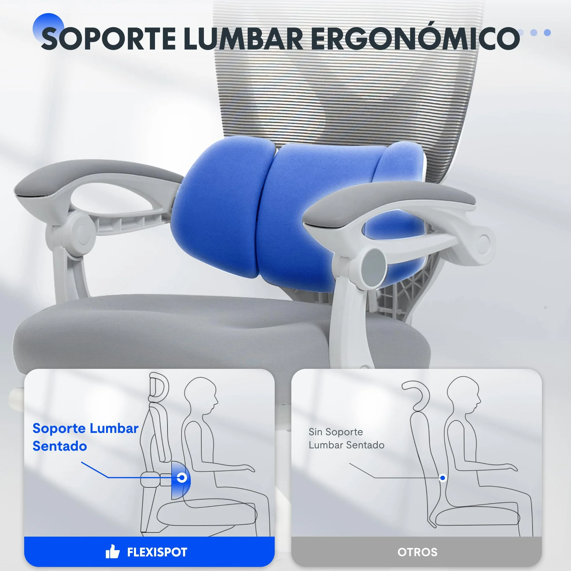 FLEXISPOT OC4 Silla Ergonomica Escritorio con Reposapiés, Silla Escritorio con Soporte Lumbar 3 Zonas, Reclinable 135°, Cojín Transpirable, Altura Ajustable, Ideal Oficina y Teletrabajo, Gris