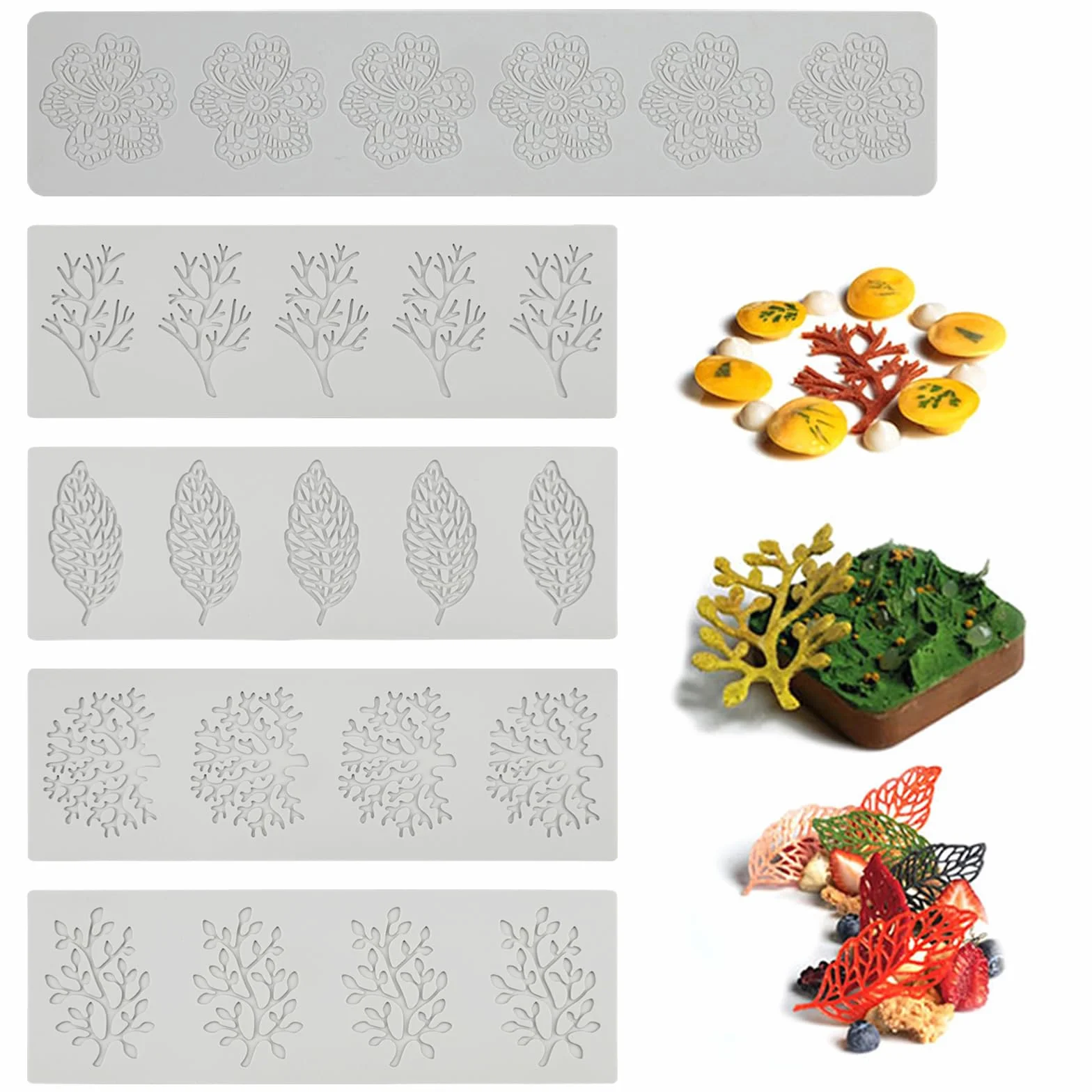 Molde de Silicona de Hoja, Alfombrilla Encaje Fondant, Decoración de Pasteles