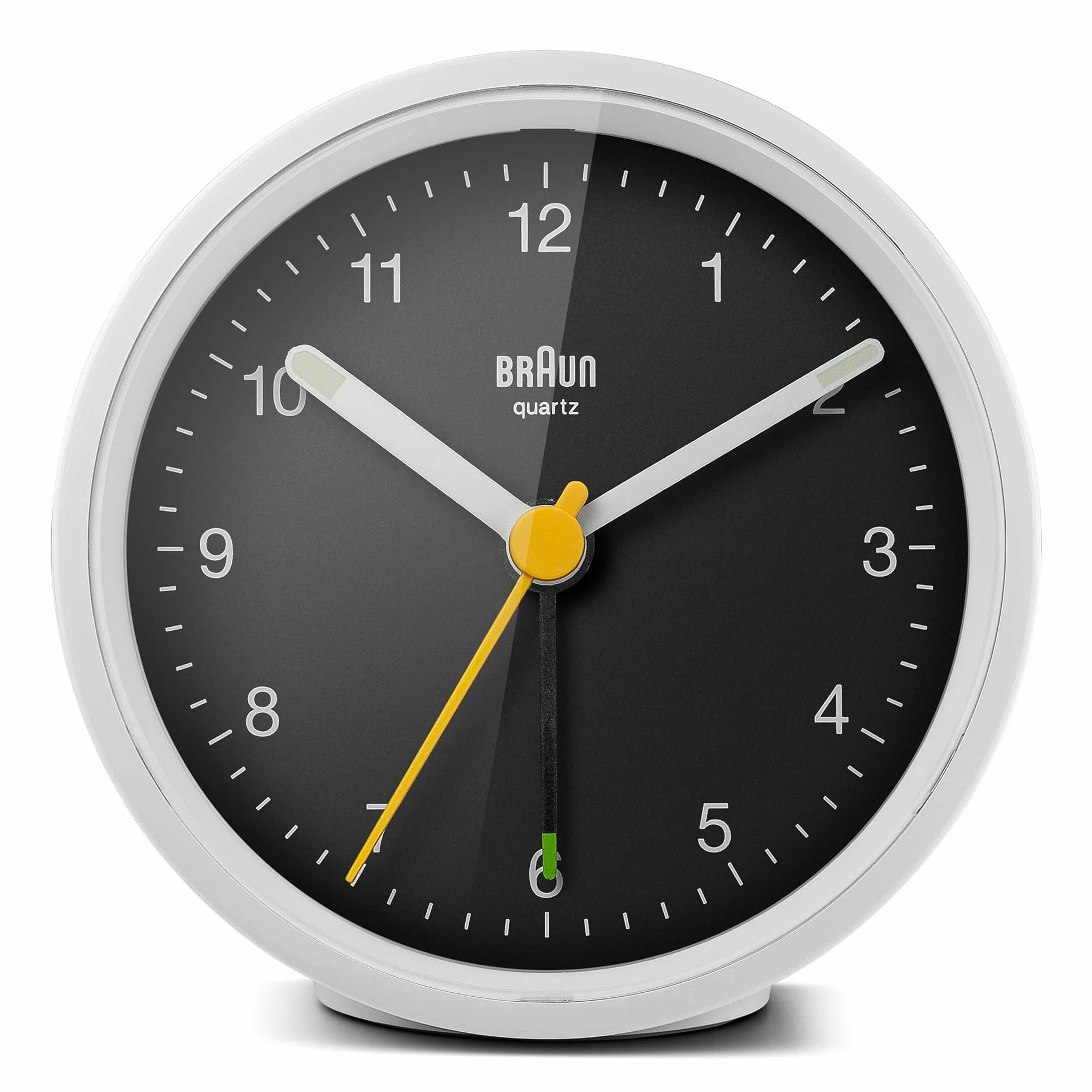 Braun BC12WB Reloj Despertador analógico clásico repetición iluminación Cuarzo silencioso Alarma pitido Crescendo Blanco Negro
