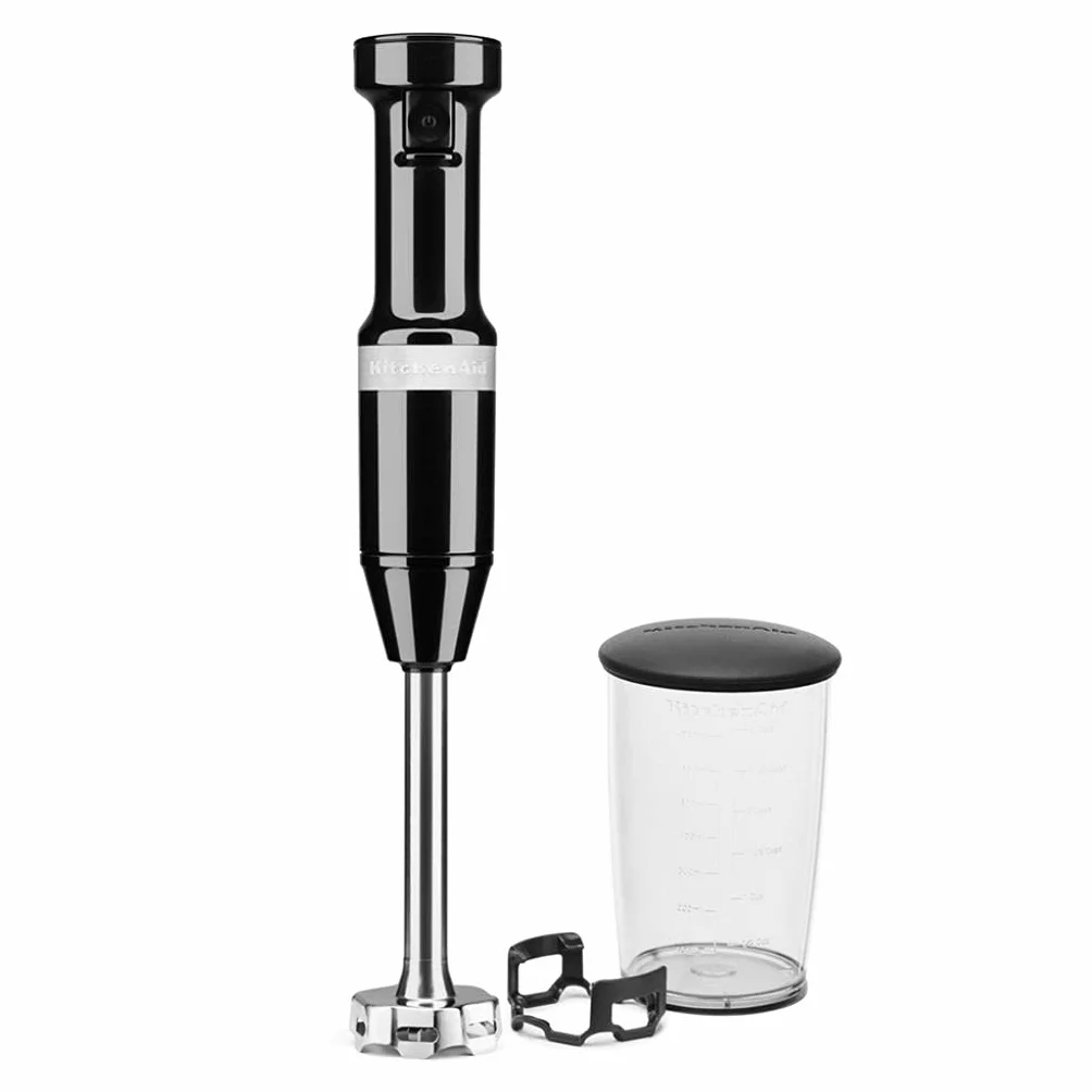 KitchenAid Batidora de Mano Clásica, Velocidad Variable 8250–11600 RPM, Mezcla, Tritura, Emulsiona y Espuma, Brazo y Protector Extraíbles, Vaso 700ml sin BPA, Diseño Ligero, Onyx Black