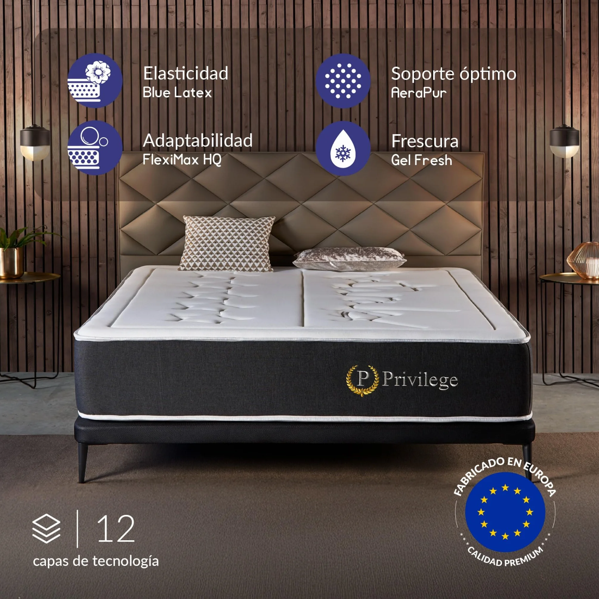 Naturalex - Colchón Premium Privilege 135x190 cm - Altura 30 cm - Espuma Viscoelástica AeraPur HQ & Blue Látex - 7 Zonas de Confort, Óptima Ventilación, Adaptable - Certificado Oeko-Tex