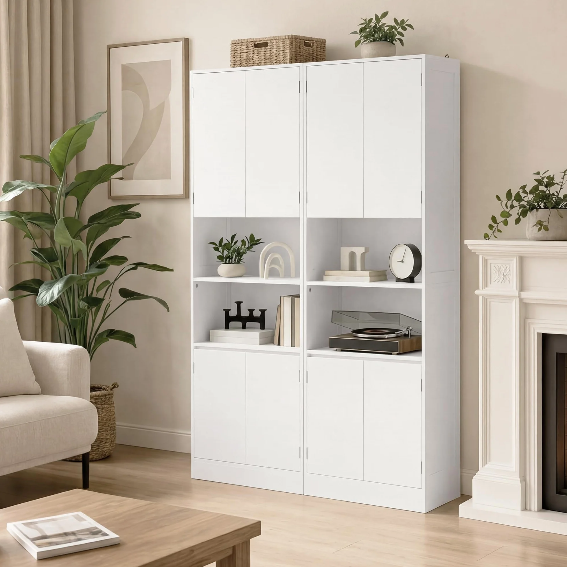 Xbro Mueble de baño 190×30×57 cm, Armario almacenaje con estantes Regulables, cajones y estantes Abiertos, Armario Alto Multiuso para baño, Cocina y salón, Montaje fácil,Blanco