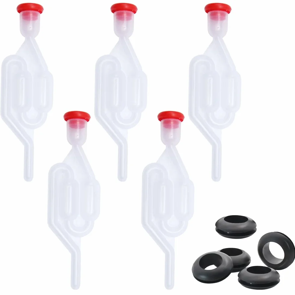 5 Piezas Tubo de Fermentación Válvula de Fermentación Vino Bloqueo de Aire de Fermentación Airlock para Alcohol para la Fermentación del Vino y Cerveza Casa