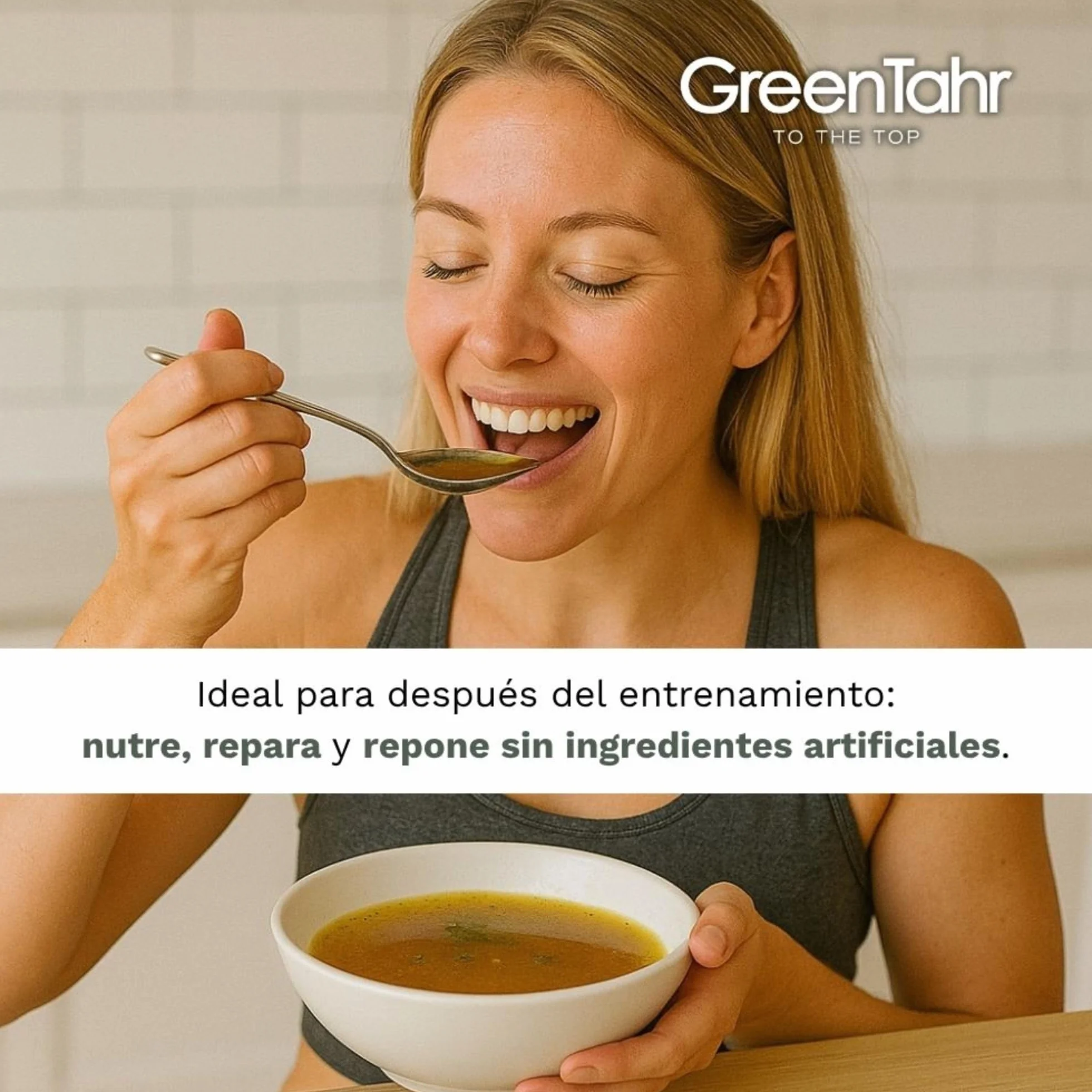 Green Tahr Caldo Proteico Magic Broth 750g, Caldo Vegetal Nutricional Proteico en Polvo y Copos, Rico en Proteína 41% y Fibra 13%, Sin Gluten, Sin Azúcares Añadidos, Vegano
