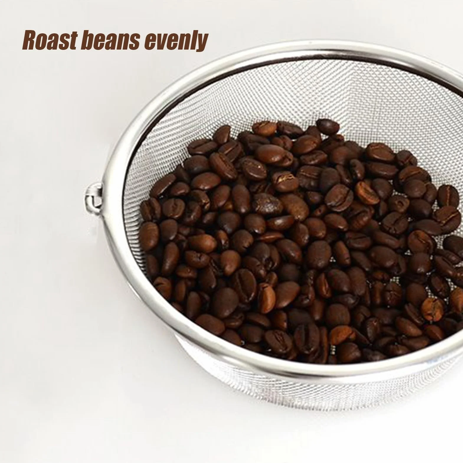 Stainless Steel Coffee Bean Roaster Pan 5,55 Pulgadas Lightweight 185 g Wooden Handle for Home Café