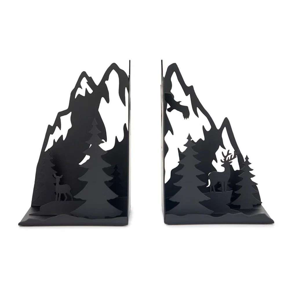 Balvi Sujetalibros Mountains Color Negro Representa un Paisaje de montaña Metal