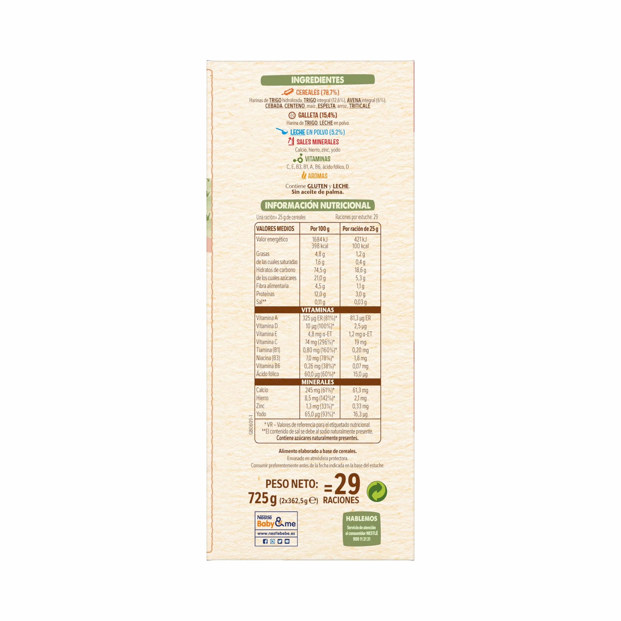 Nestle Papilla 8 Cereales con Galleta, 725 g