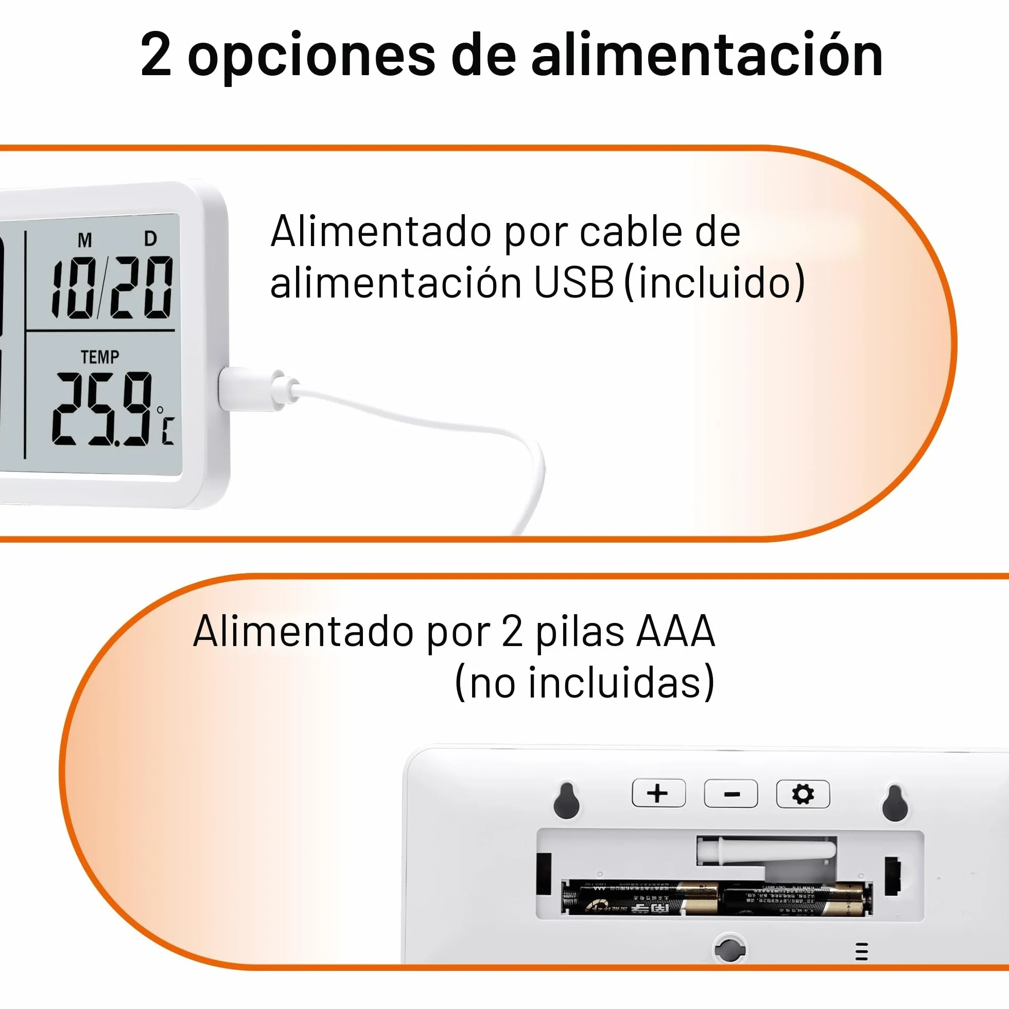 Lafocuse 8.5" Reloj de Pared Digital Pilas, LCD Pantalla Grande Silencioso, Reloj Digital de Pared et de Sobremesa con Temperatura, Fecha, 12/24 Horas, para Salon Cocina Dormitorio Oficina, Blanco