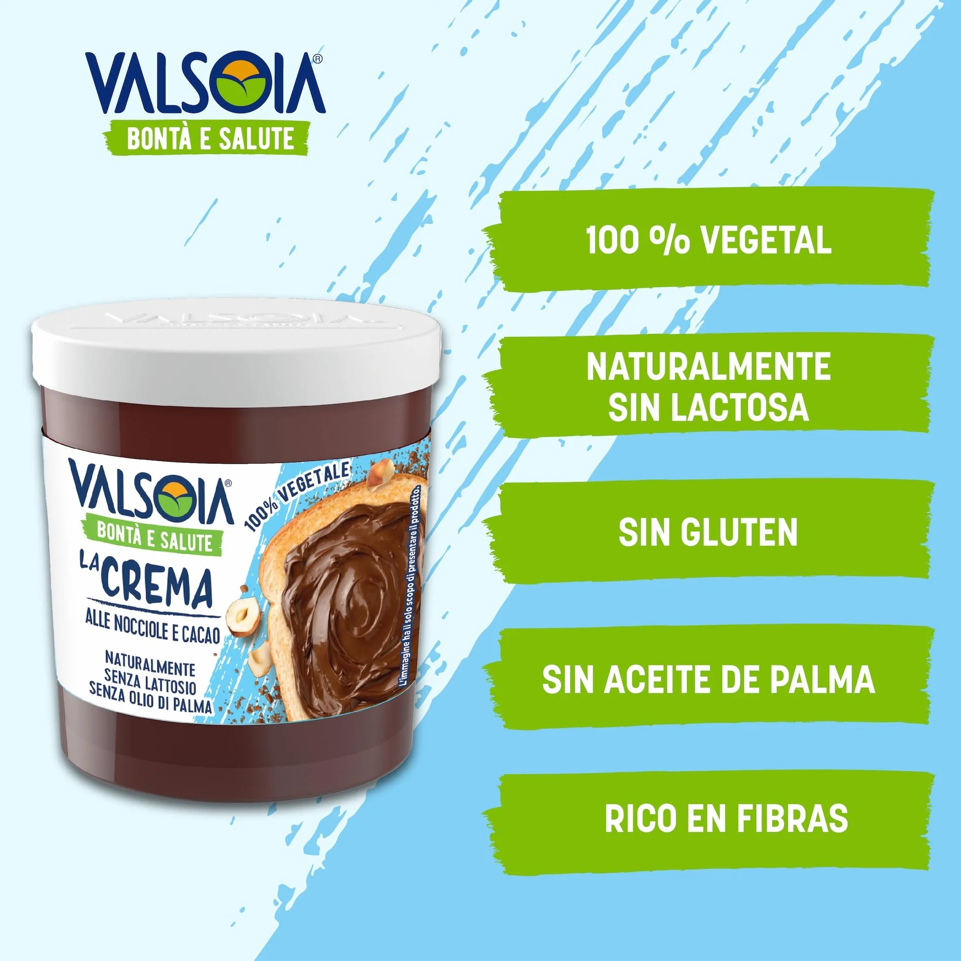 Valsoia Crema Vegetal de Avellanas 100% Vegetal Rica en Fibra Sin Gluten 4 Paquetes 200g