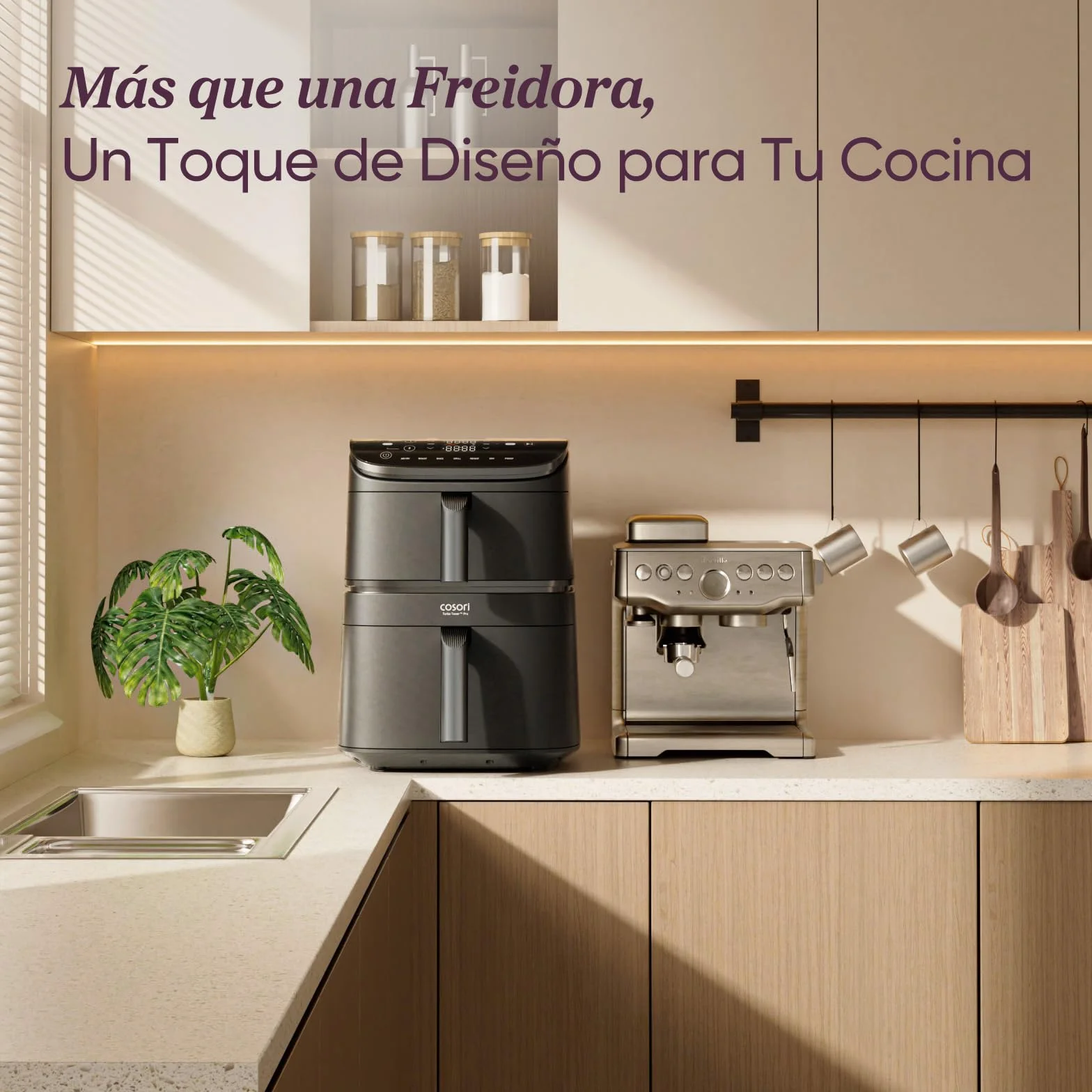 Cosori Freidora de Aire Turbo Tower Grande 10.8L Doble Cesta Vertical Turbo Blaze 6 en 1 2630W
