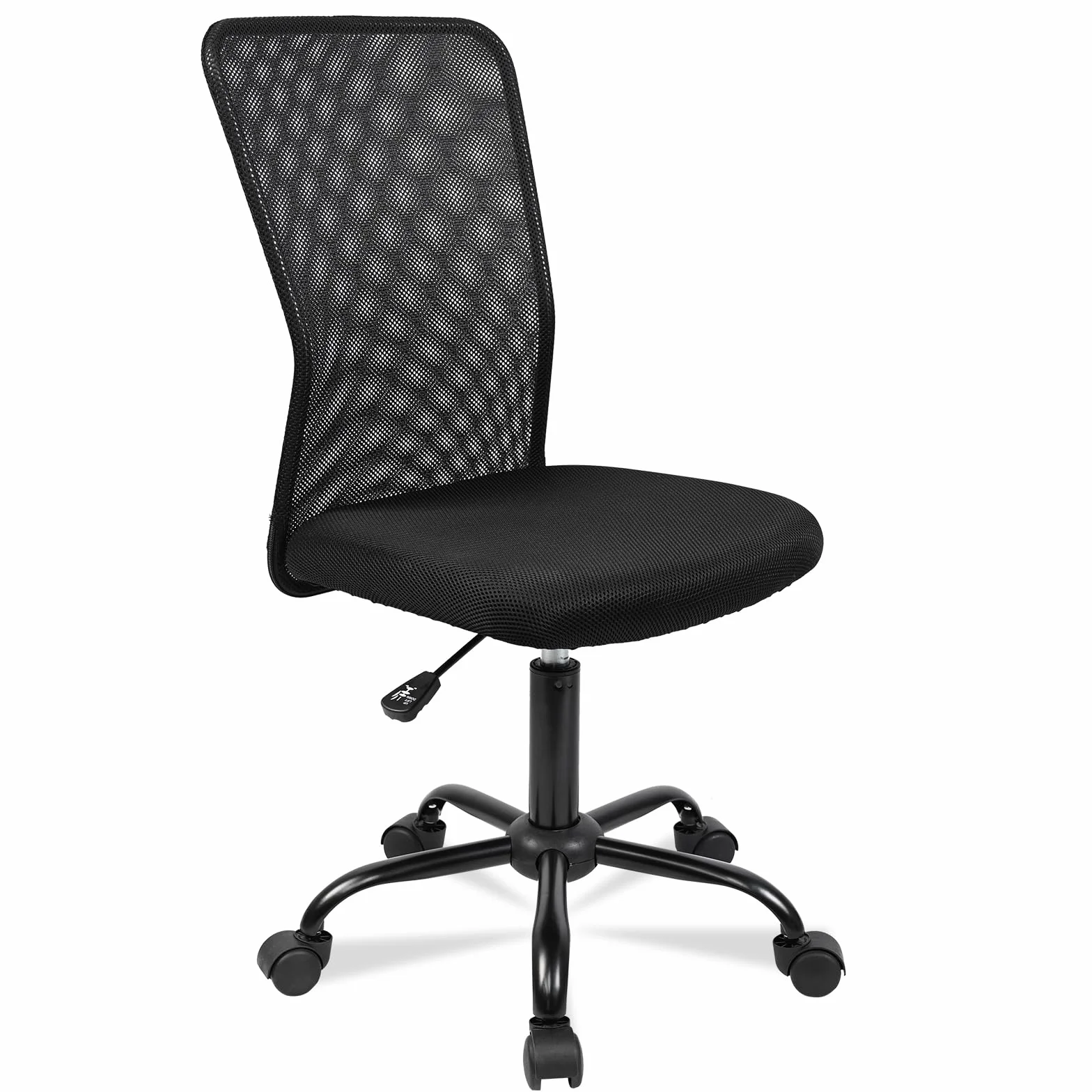 T-LoVendo Silla de Oficina Ergonómica Sin Reposabrazos Tela Transpirable con Ruedas Giratoria Negra