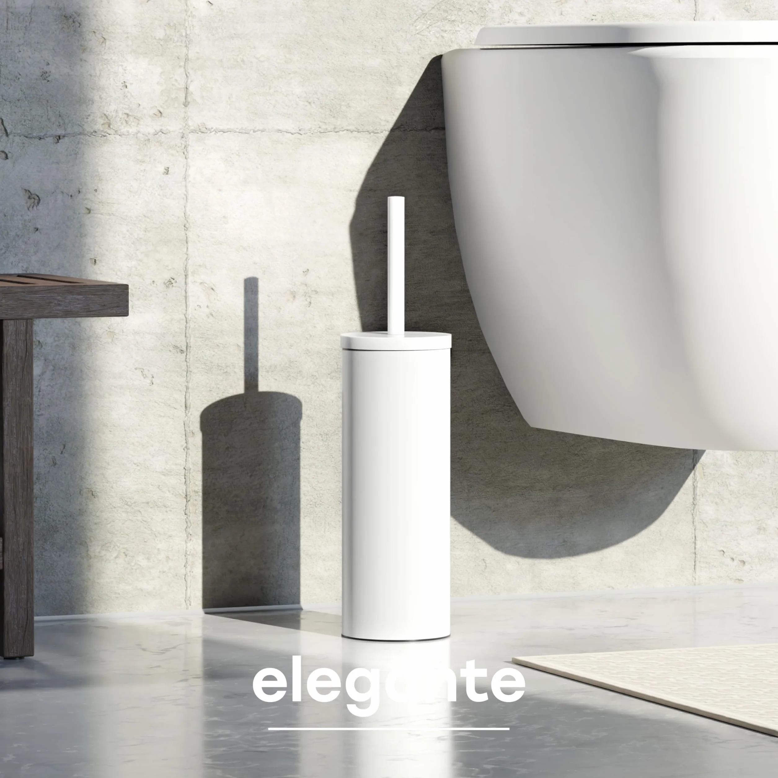 Escobilla Baño Silicona Acero Inoxidable con Tapa Protectora SAVEGA Diseño Moderno Blanco