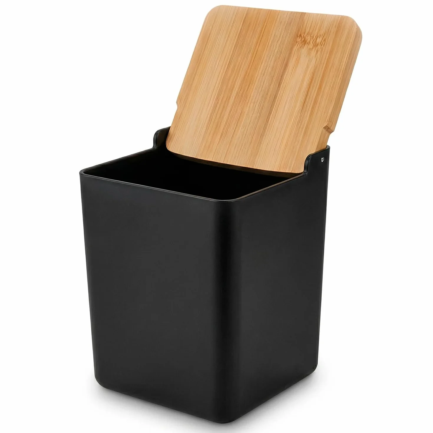 CIA&CO Salero Cocina Grande 1kg – Recipiente para Sal, Azúcar, Especias, Café – Tapa Bambú Natural – Cierre Antihumedad (NEGRO)
