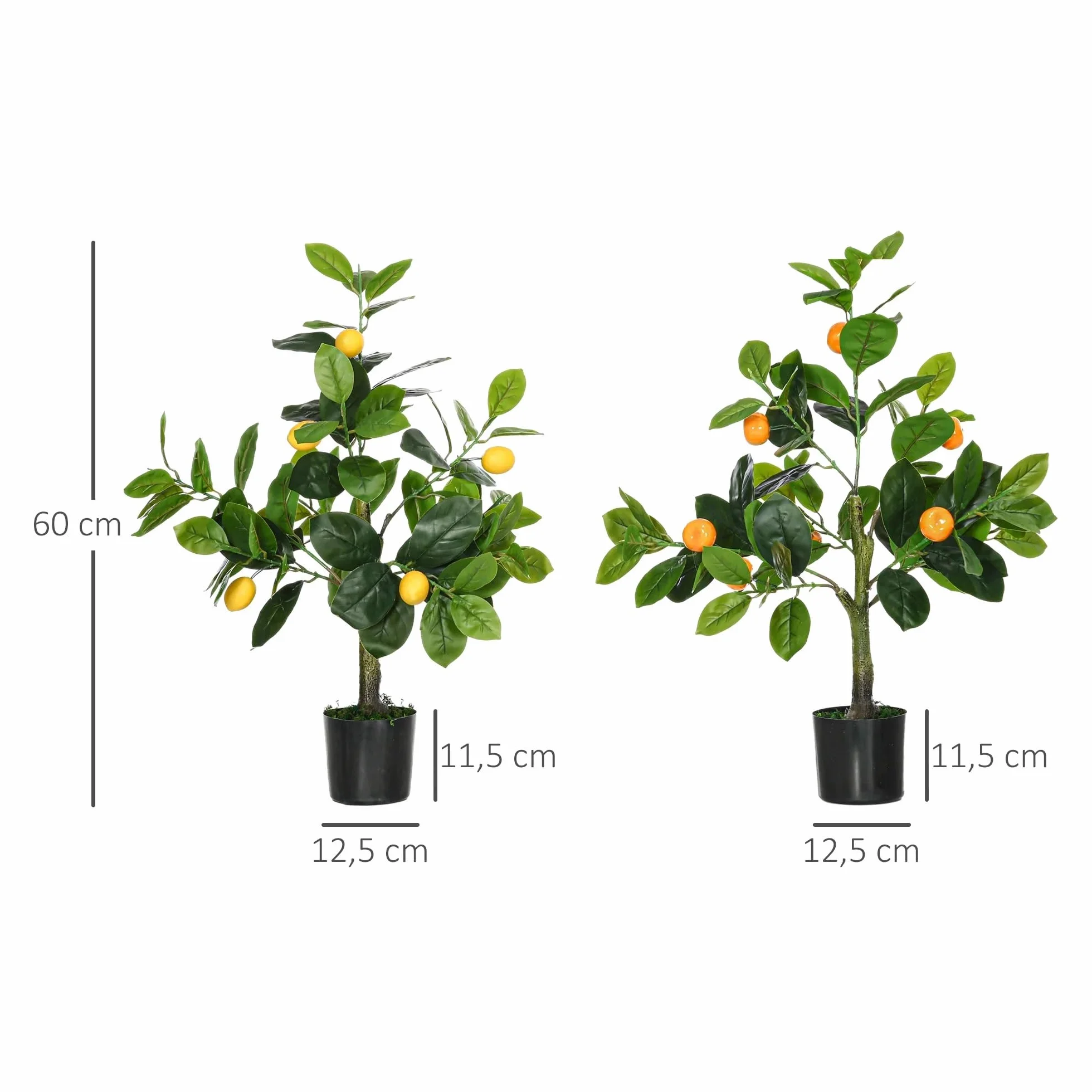 Plantas Artificiales Decorativas, Set de 2 Plantas Artificiales Decorativas de Lemonero y Naranjo 60 cm