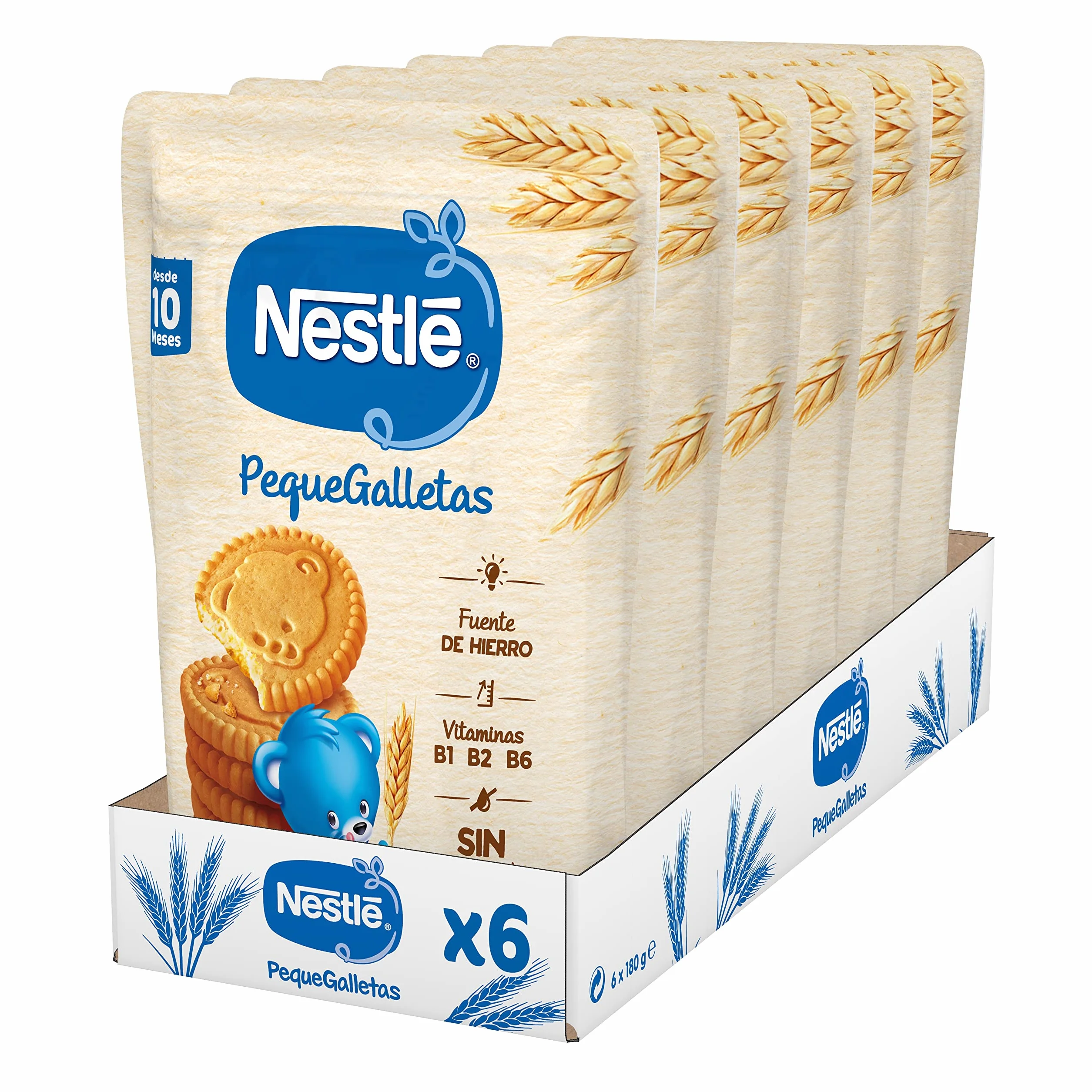 Nestlé PequeGalletas Galletas para bebés a partir de 10 meses 6x180g