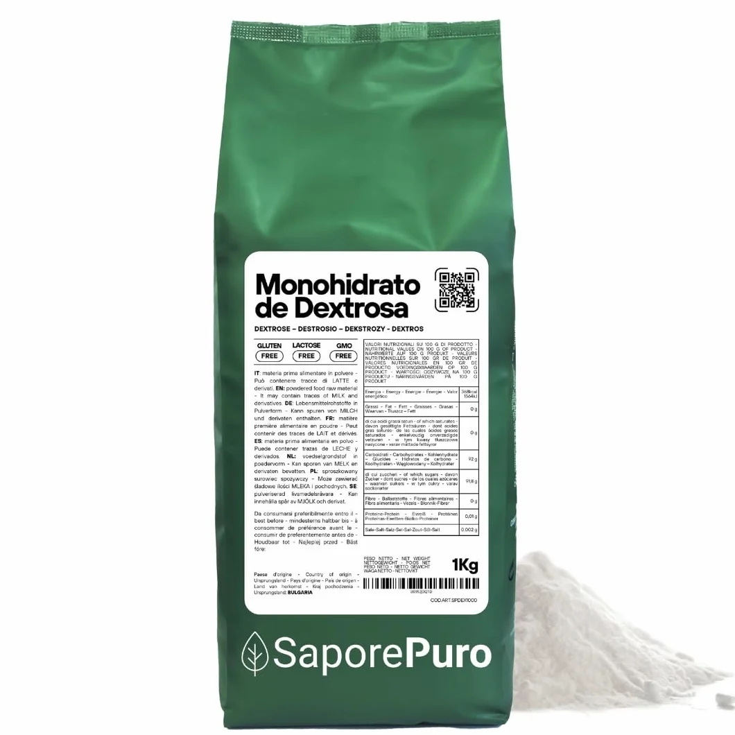 SaporePuro DEXTROSA en polvo 1 kg para helados y sorbetes