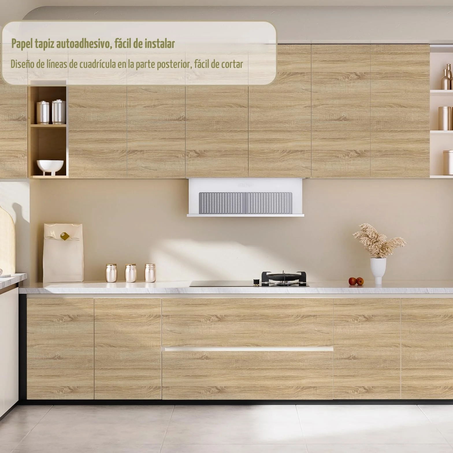 Abyssaly Vinilo Adhesivo Muebles Madera, Vinilos para Muebles Marron Claro, Papel Adhesivo para Autoadhesivo Impermeable Decorativo Cocina, Encimera, Puertas, Mesa 30cm X 200cm
