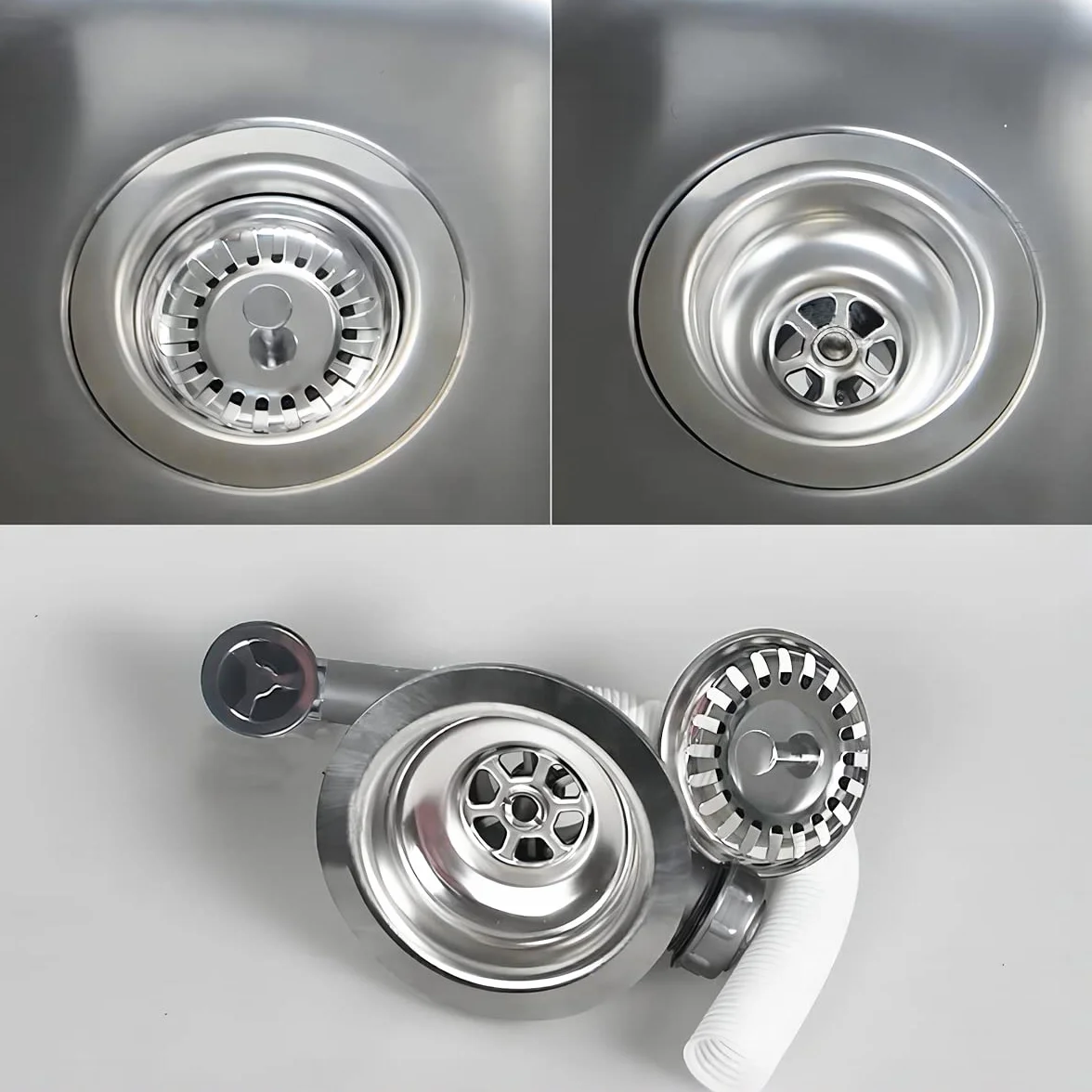 Qrity Fregadero Cocina 114 mm Colador Cesta 1½" Desagüe Rebosadero Acero Inoxidable