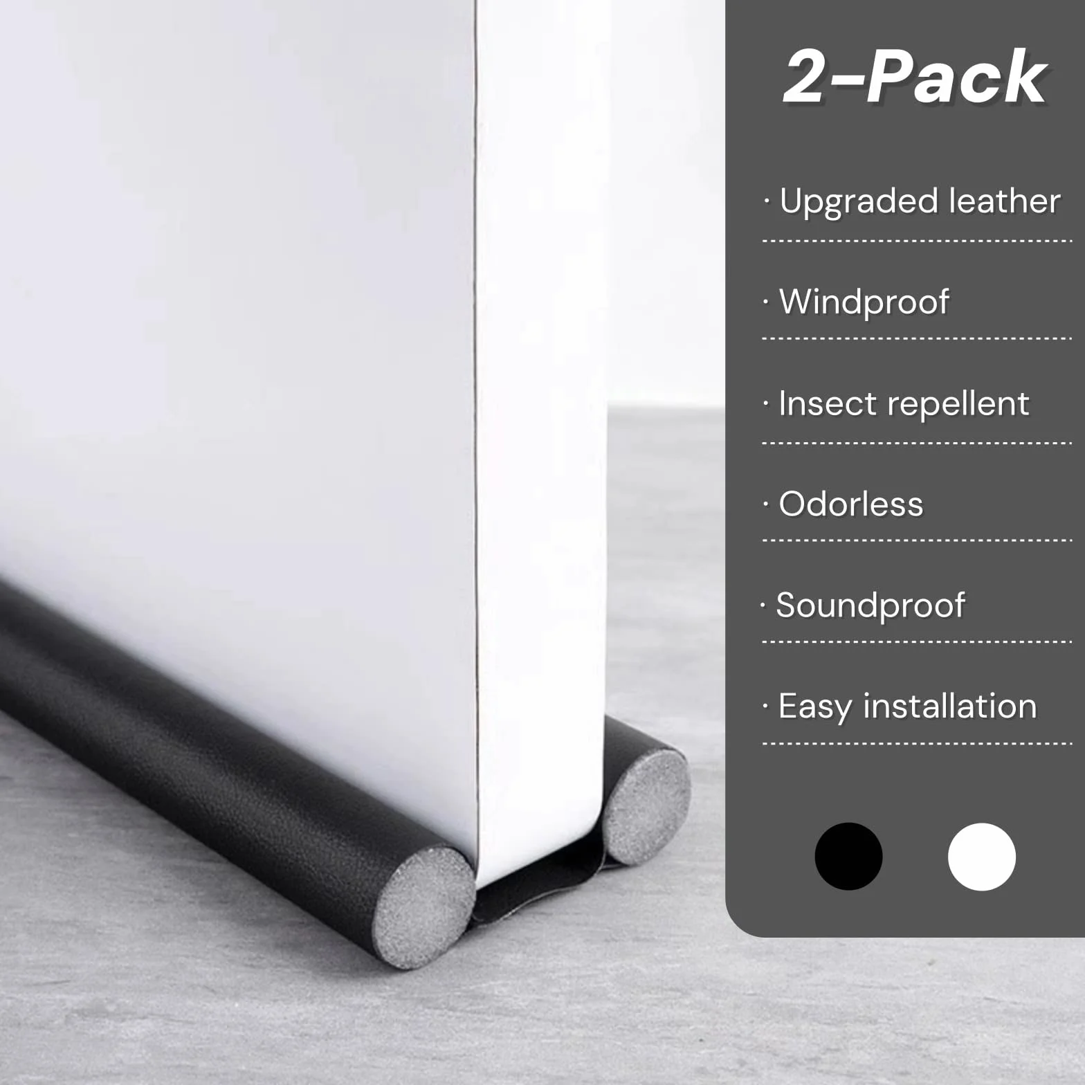 Tokaneit burlete para puertas de cuero 95 cm, sellado doble cara, protección acústica, repelente polvo insectos