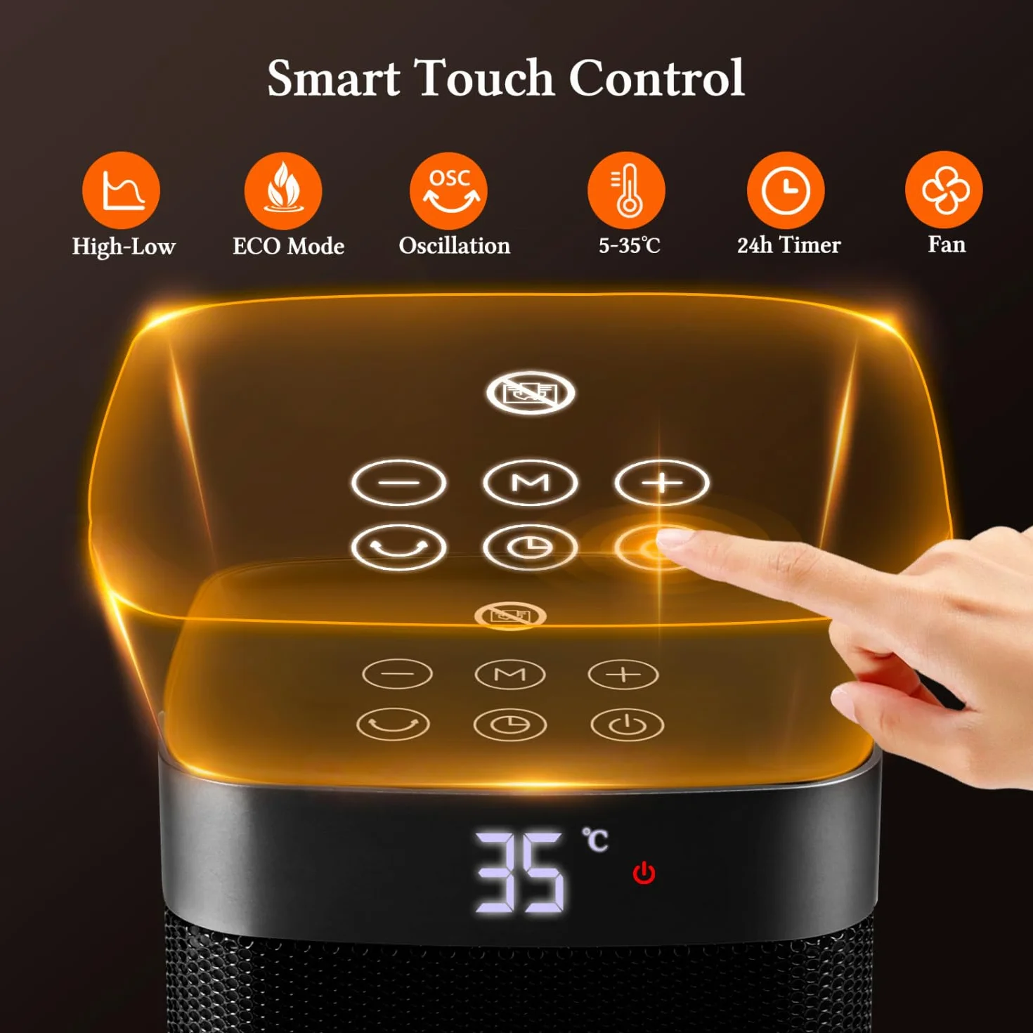Taylor Swoden Calefactor cerámico PTC, 2000W con mando a distancia, pantalla LED, temporizador 24H, oscilante 70º, 3 velocidades y modo ECO. Calentamiento rápido dormitorios, despachos etc, 2 Piezas