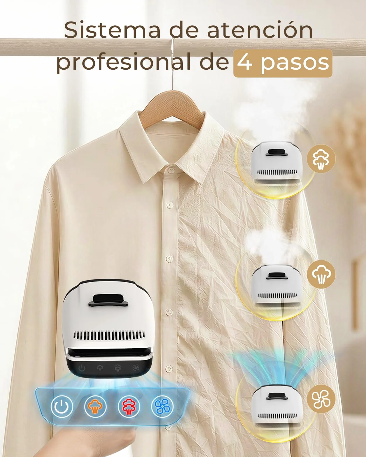HOMEASY Plancha de Vapor Portátil con Succión 6000Pa, Calentamiento en 25 Segundos, Depósito de 270ml, 2 Niveles de Vapor, Planchado Vertical para Ropa, Camisas, Vestidos y Cortinas